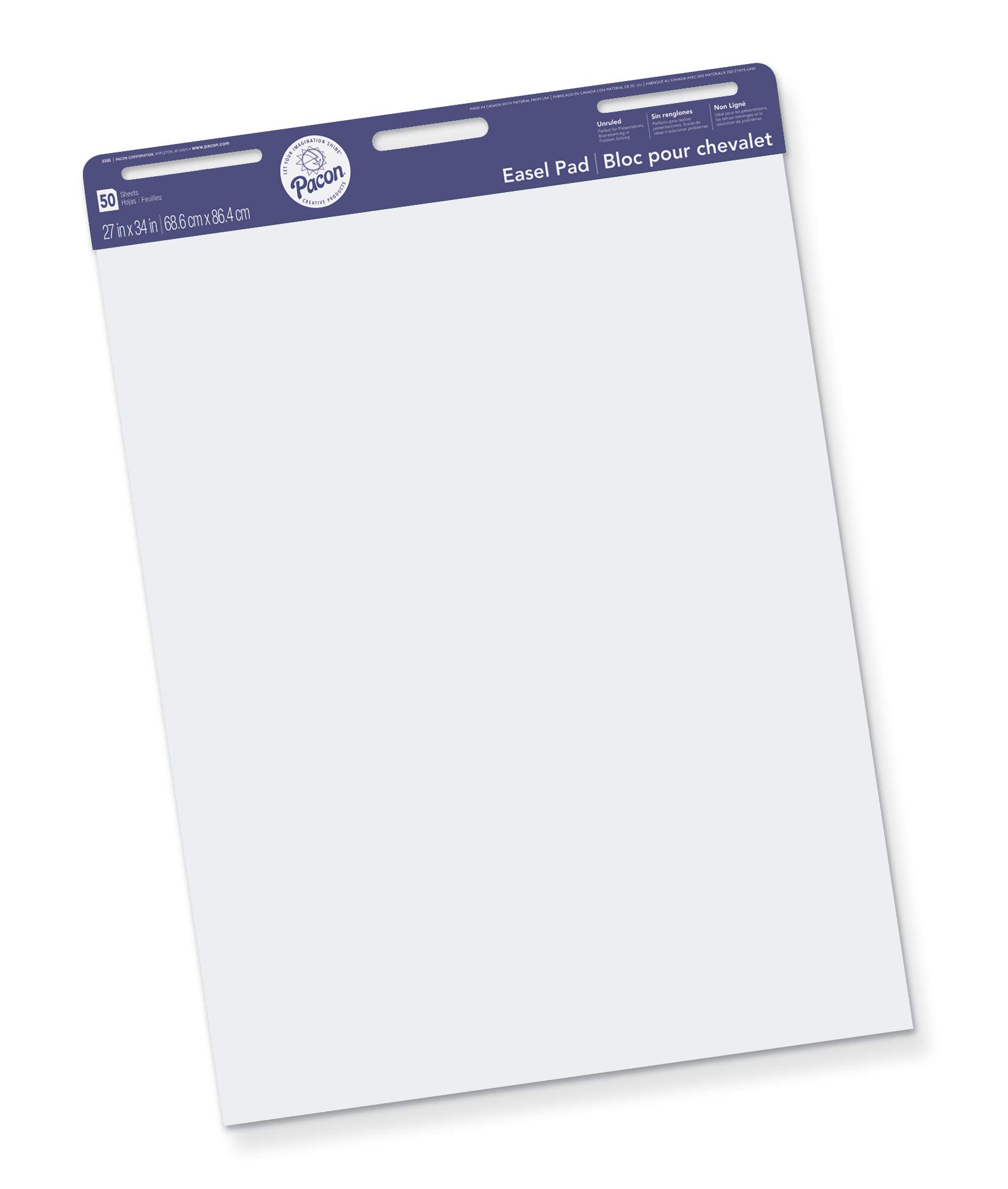 Pacon Staffeleiblock, 68,6 x 86,4 cm, unliniert, Weiß, 50 Blatt