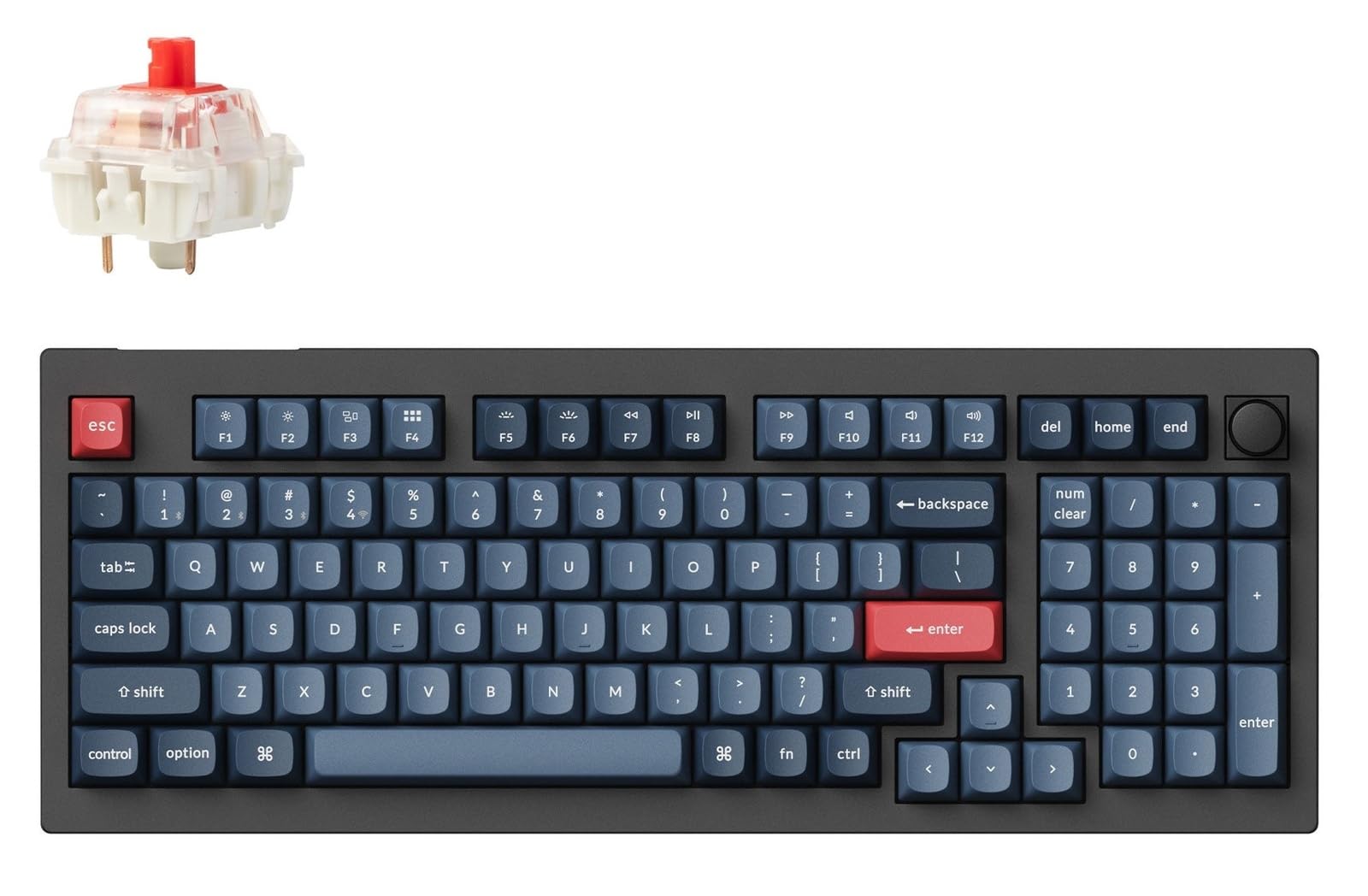 Keychron V5 Max Tastiera Meccanica senza fili con tastierino numerico, layout 96%, QMK/VIA, 2,4 GHz/Bluetooth 5.1/USB, LED RGB, Switch Gateron Jupiter Red hot-swappable per Mac Windows Linux
