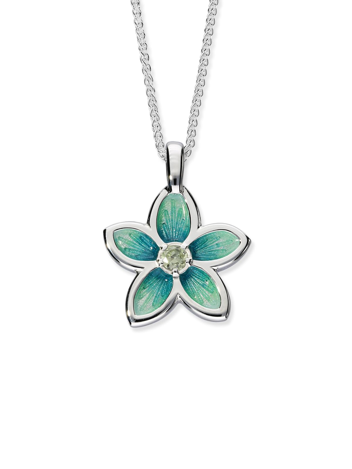 ORTAK 925 Sterling Silver Handmade Pendant Necklace | Hot Glass Hand Enamel In Tundra Colourways | Cubic Zirconia Gemstone | High Polished | Scottish Fine Jewellery | Made In Scotland