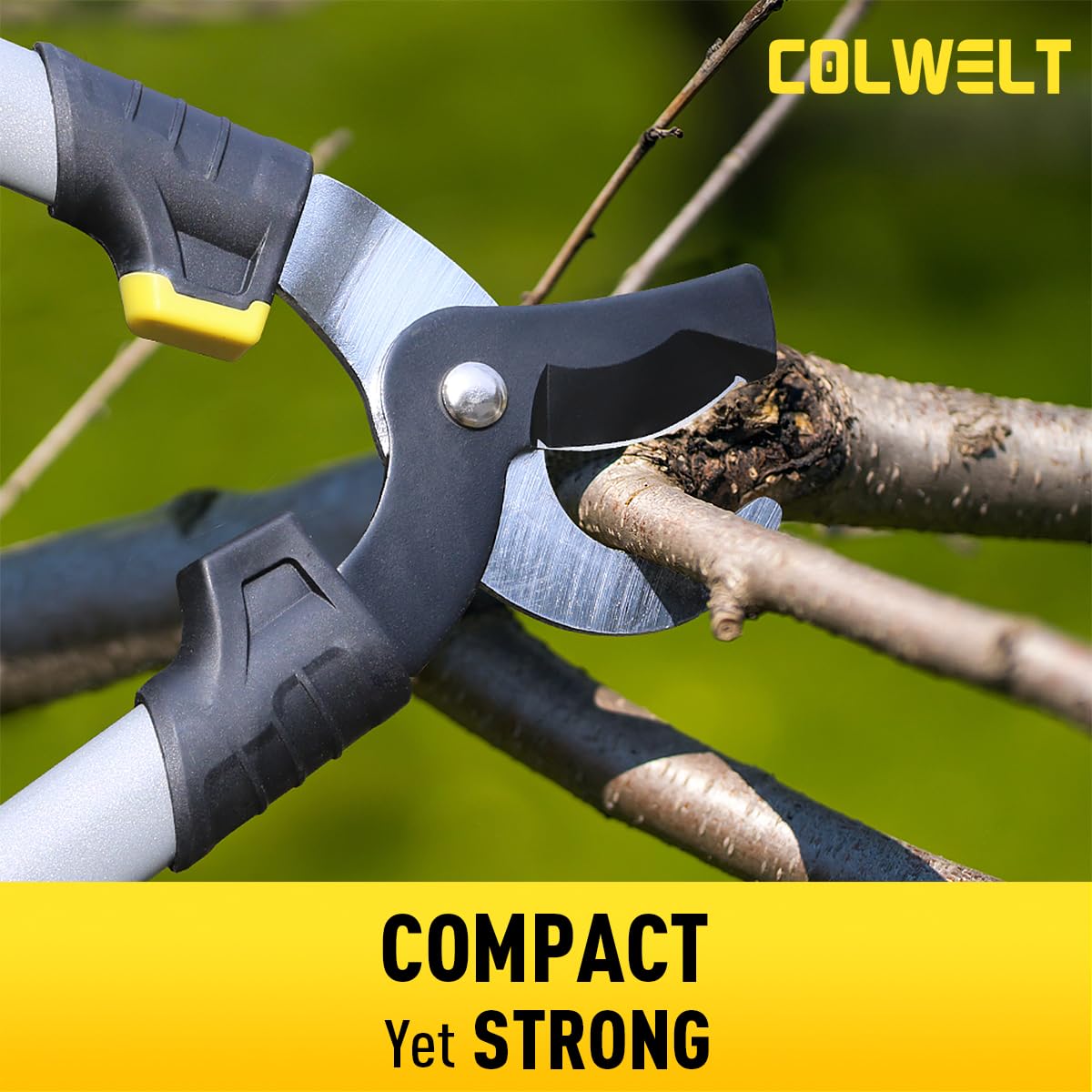 Colwelt Gartenscheren-Set, 3-teilig: Leichtes, kompaktes Gartenscheren-Set mit 42 cm langem Bypass-Astschneider, Heckenschere und Gartenschere. Pflege-Set für Bäume und Sträucher mit Softgriff.