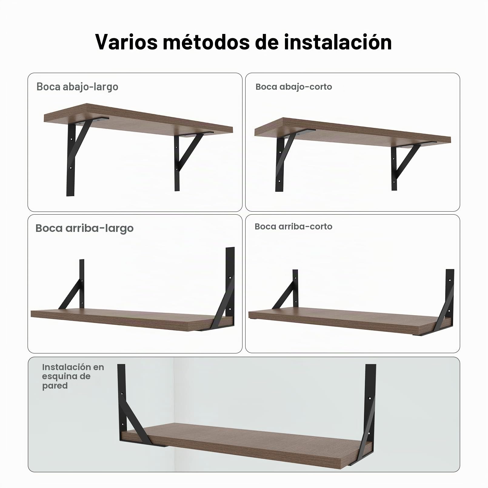 Soporte para Estantería Negro,Soporte Resistente de 200x255mm para Estantes Angulares de Bricolaje y Cargas Pesadas(4 unidades)
