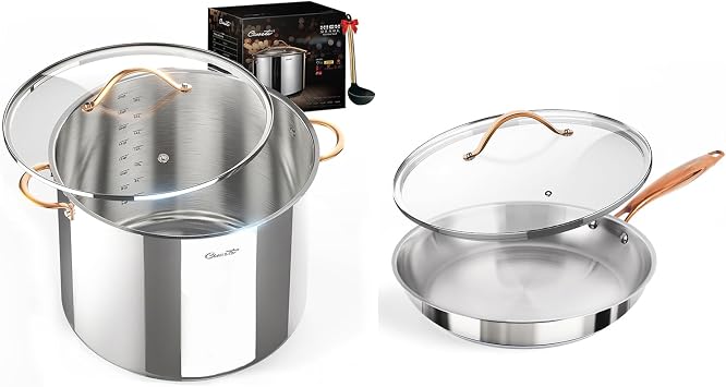 Stock Pot 20 Quart & 12 Inch Frying Pan with Lid