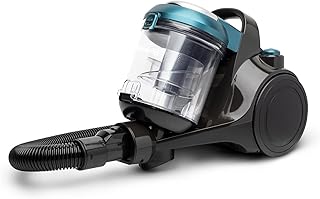 H.Koenig STC62 Aspirador Ciclónico sin Bolsa, Silencioso, Potente 850 W, Capacidad 2.5L, Compacto y Ligero para Suelos Duros, Tejidos y alfombras, Filtro HEPA12, Azul