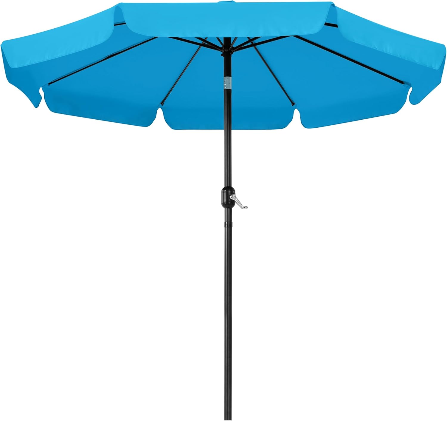 Yaheetech 9ft Patio Umbrella 8 Ribs Outdoor Market Table Umbrella with Push Button Tilt & Crank & Surrounding Rim for Garden/Deck/Balcony/Beach/Pool, Sky Blue