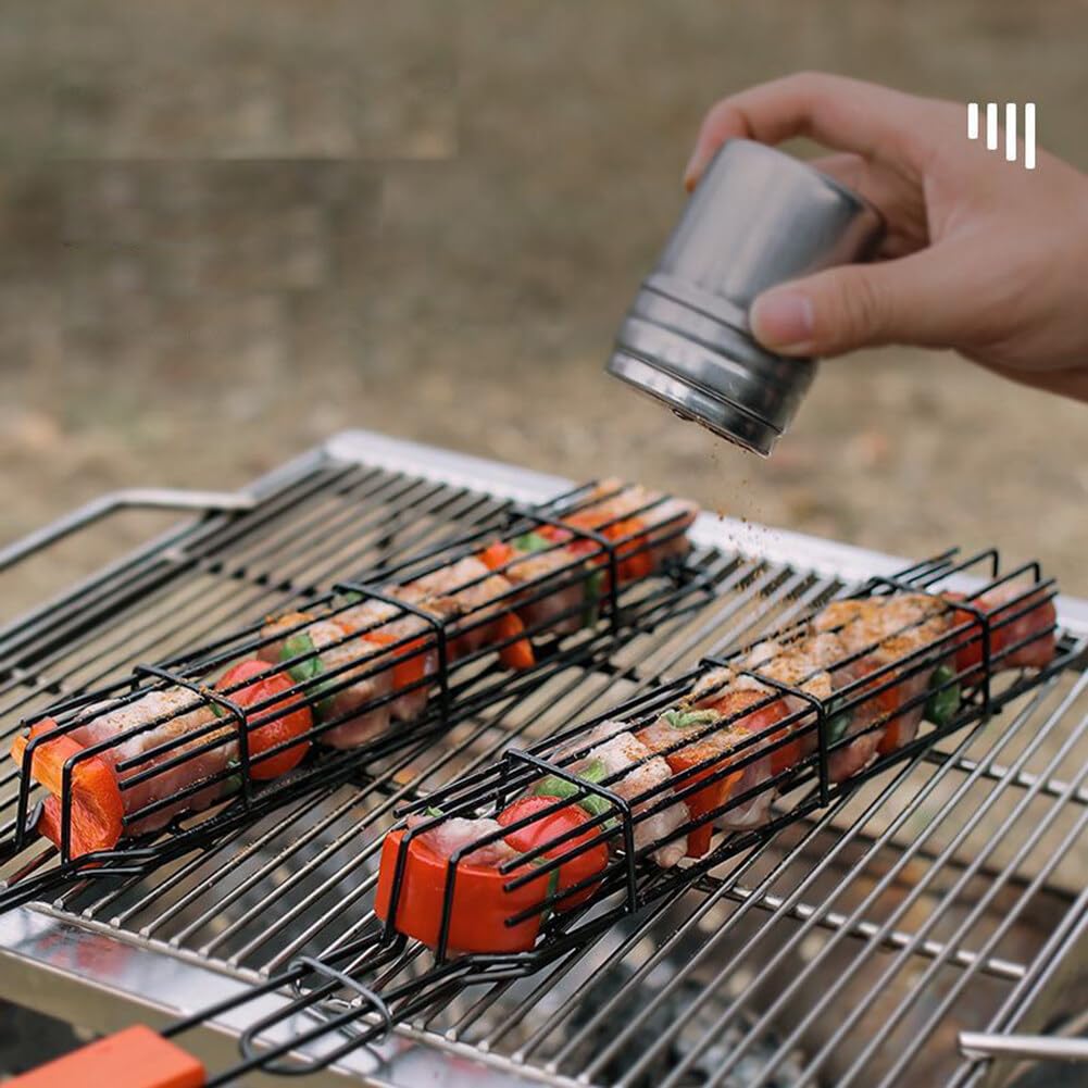 Cestino Griglia Barbecue Acciaio Inox 20x9x9 Cm - Per Verdure E Carne, Cilindrico - Foto 8