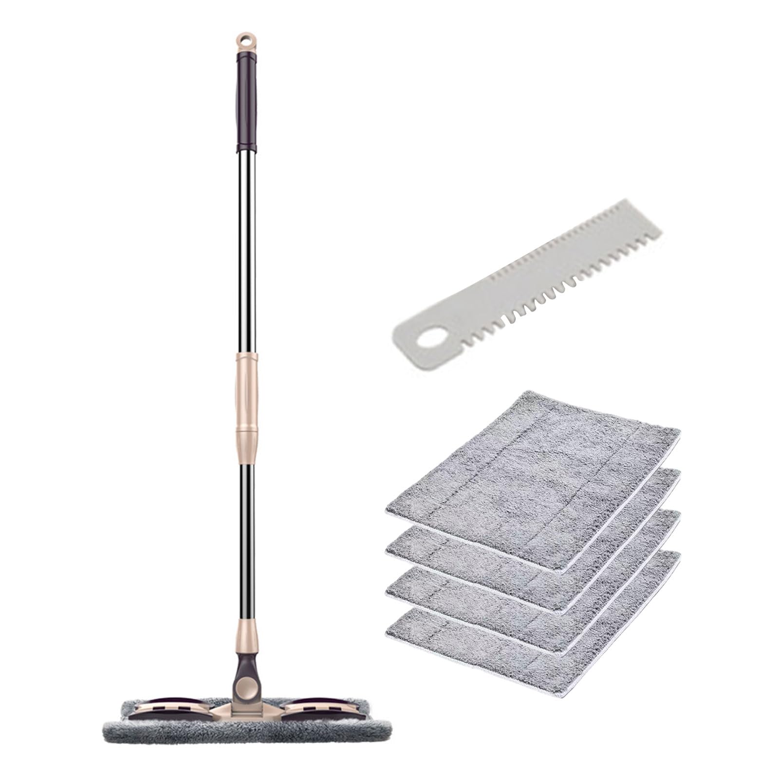 PANGBOER Mopa plana de aluminio ajustable para el hogar de 360 grados, almohadilla de microfibra para quitar el polvo, herramienta perezosa, mango de 133 cm