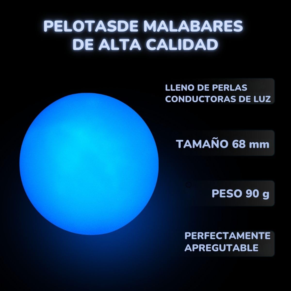 Juego de 3 Pelotas Malabares LED - Bolas Malabarismo con Luz Luminosa y Efecto Arco Iris | Juguetes Giratorios con Luces para Principiantes y Profesionales | Bolas Malabares para Niños y Adultos