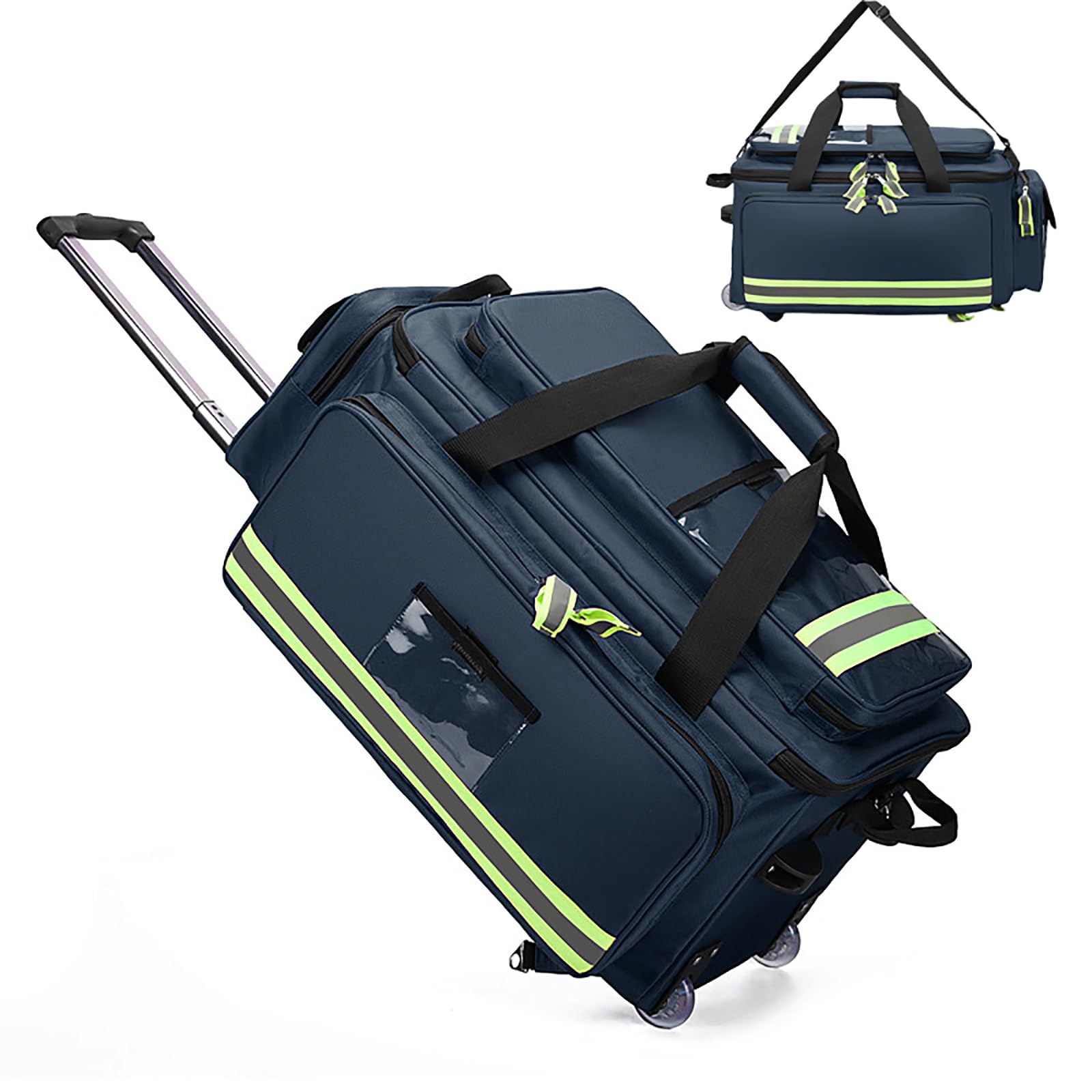 Bolsa de equipo médico con compartimento expandible para archivos, tela Oxford impermeable, diseño de tira reflectante para actividades al aire libre, camping y senderismo