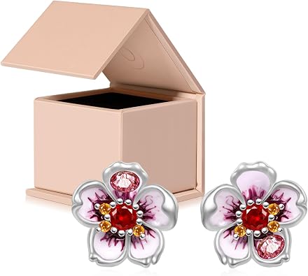 GNOCE Gothic Punk Animal Flower Stud Earring Skull Skeleton Turtle Cat Butterfly Cherry Blossoms Dangle Earrings Silver Plated Fashion Halloween Valentines Day Jewelry Gift for Women Men