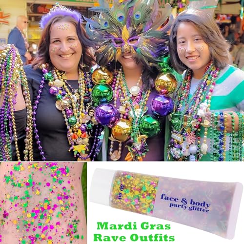 image for Go Ho Face Body Glitter Gel,Mardi Gras Outfit for Women and Kids,Spark