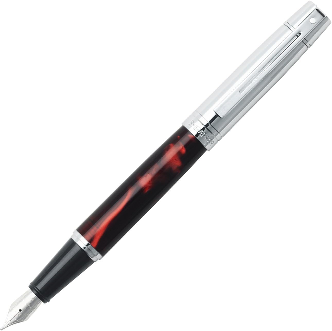 Sheaffer 300 Fountain Pen, Satin Chrome Cap, Iridescent Red Barrel with Chrome Plate Trim, #SH9315-0