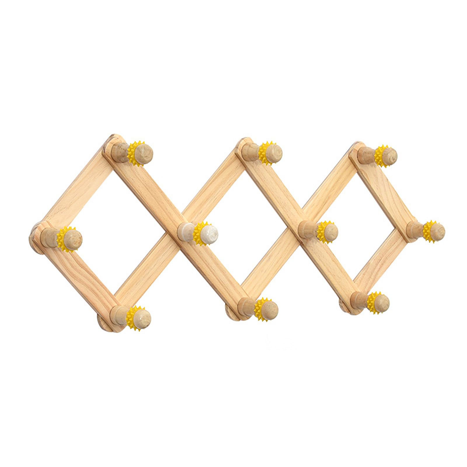 MICFENY Expandable Wooden Coat Rack Wall Mount Hanger with Pegs for Hats and Mugs Space Saving Baseball Caps Organiser