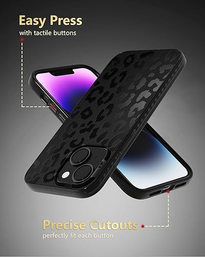 Miniatura 9 de SCORPIFY Funda para iPhone 13 compatible con MagSafe con diseño de leopardo negro mate, bonita funda magnética para teléfono para mujeres, niñas y
