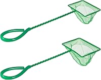 Nogeqi 2PCS Small Fish Tank Nets - 3In & 4In Fine Mesh Aquarium Nets with Long Handle for Gentle Fish Transfer & Debris Skimming