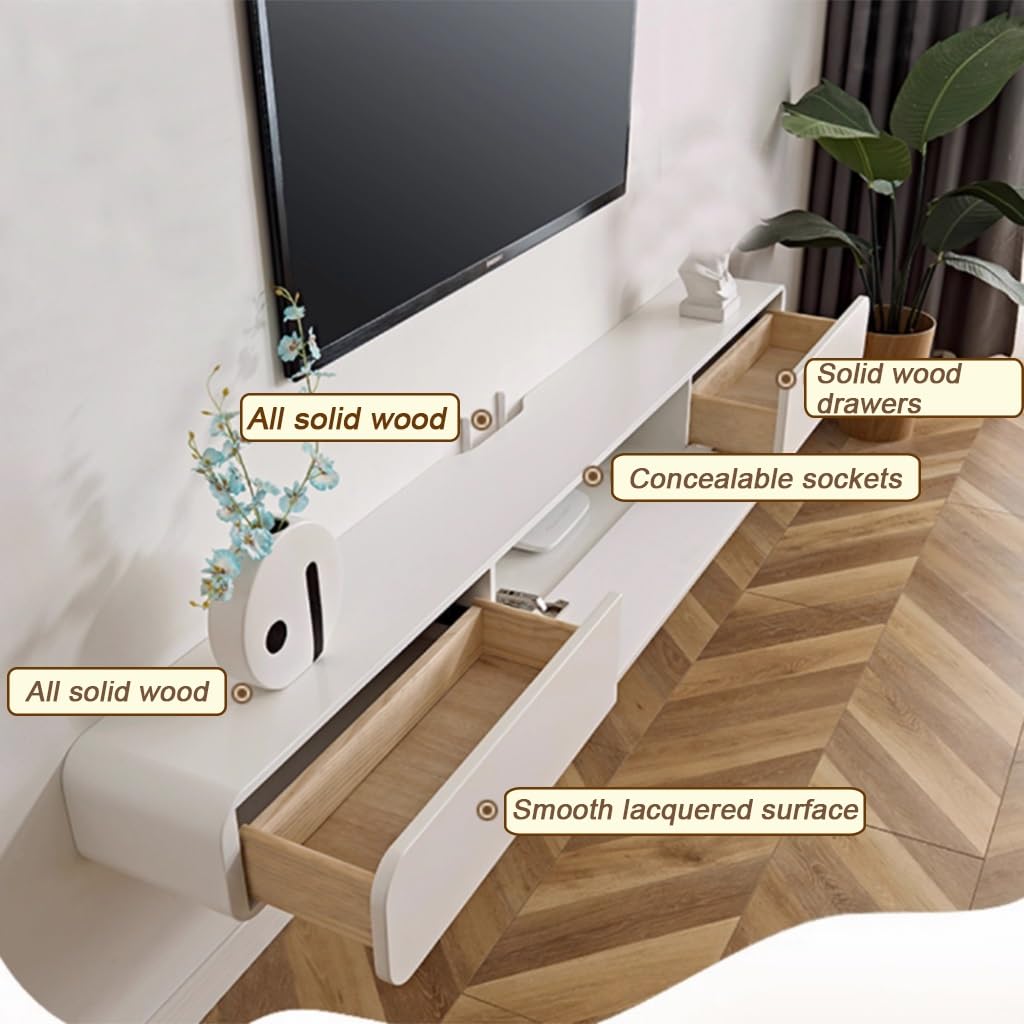 Naścienny pływający telewizor i nowoczesna czarna konsola Ma z półkami centrum rozrywki do salonu pasuje do 120 telewizorów 300 cm 120 x 24 x 18 cm Design