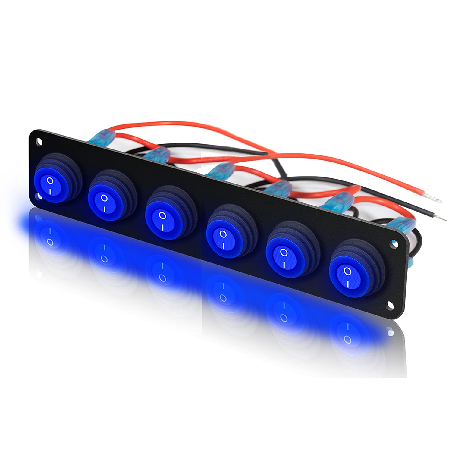 KEING 6 Gang 12V 20 Amp Toggle Rocker Switch Panel LED Breaker Waterproof Widely Fits for Auto Automotive Lights Car Marine Boat Yacht, Trailer, Caravan, Camper, Bus, Tractor, Truck Vehicles & More