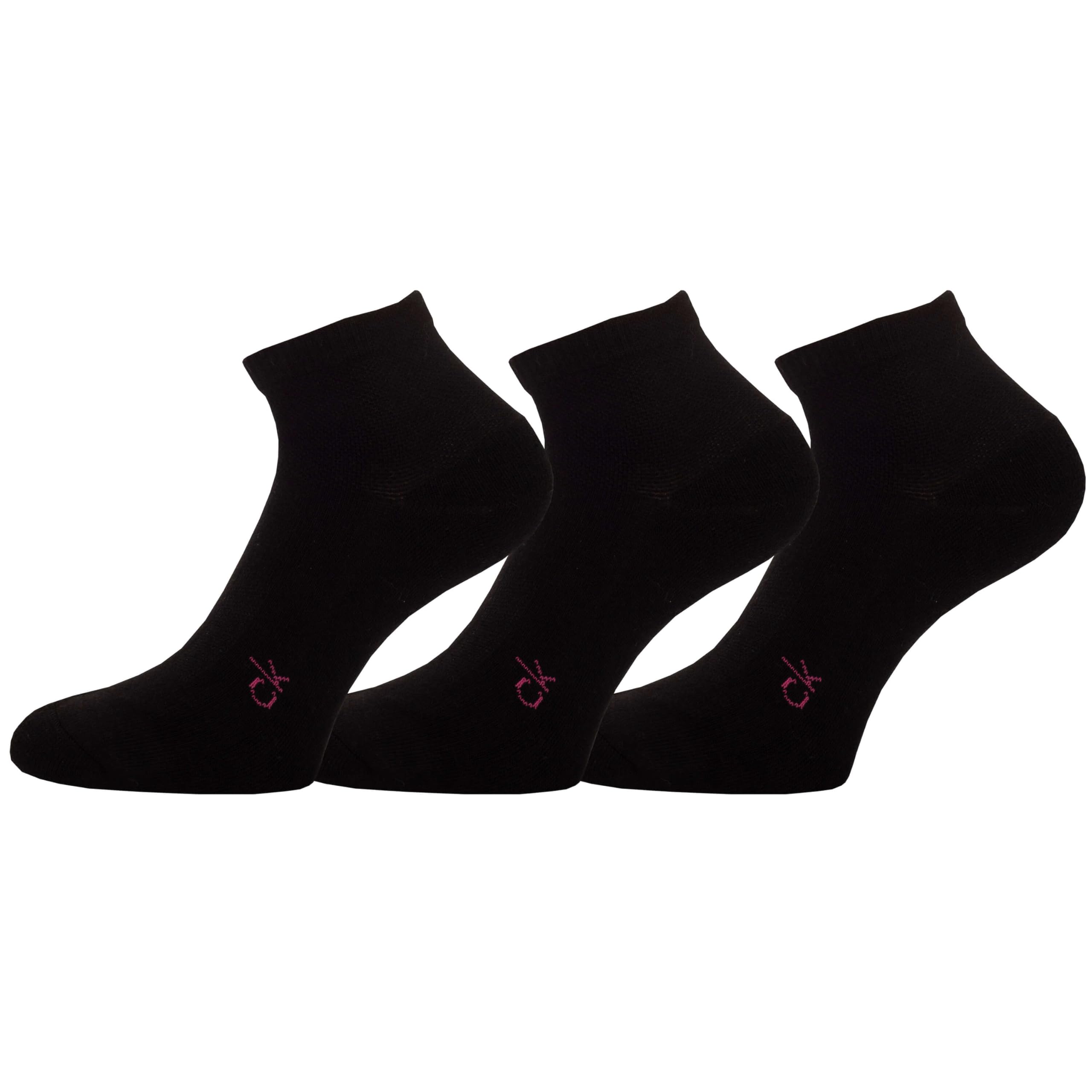 Calvin Klein Women's Black/Pink Golf Quarter (3 Pairs) Socks - Uk 4-8