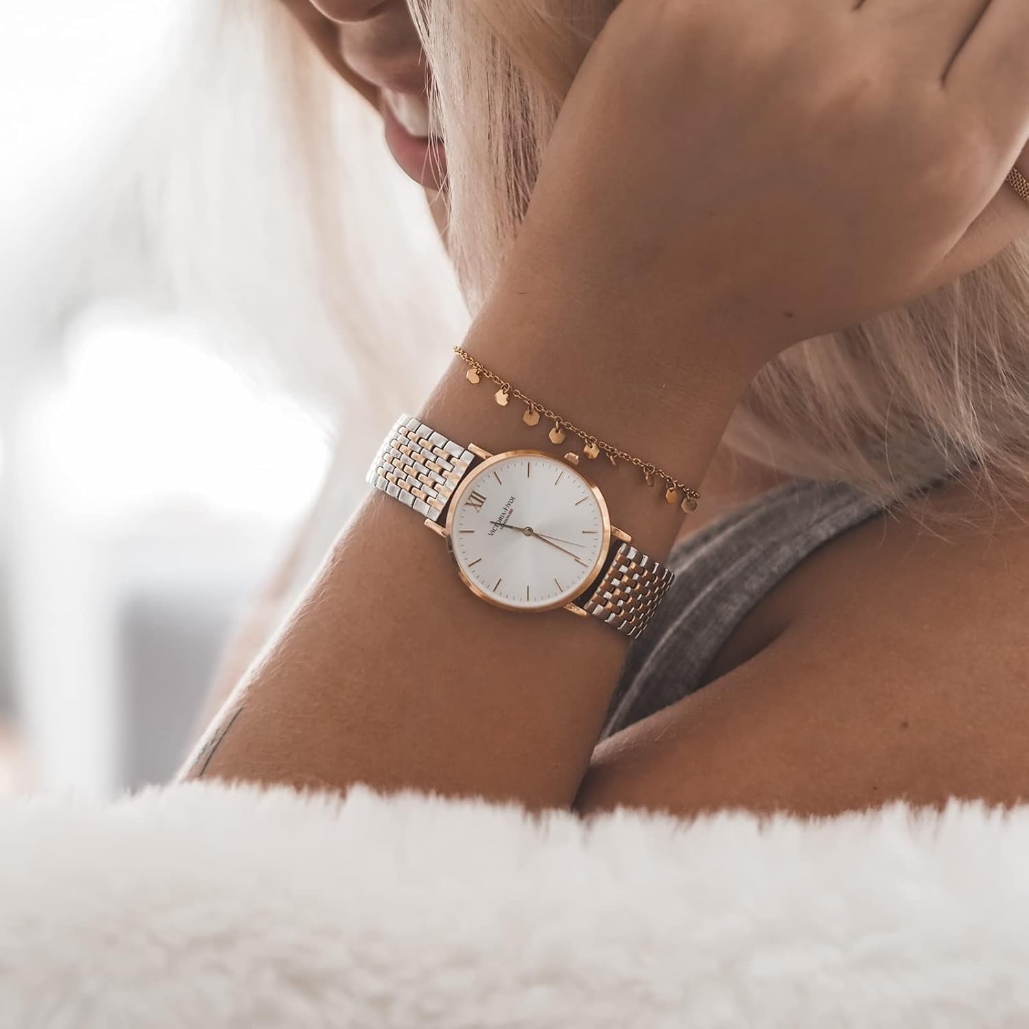 VICTORIA HYDE Orologio da donna analogico al quarzo da donna in acciaio inossidabile impermeabile orologio da polso con bracciale