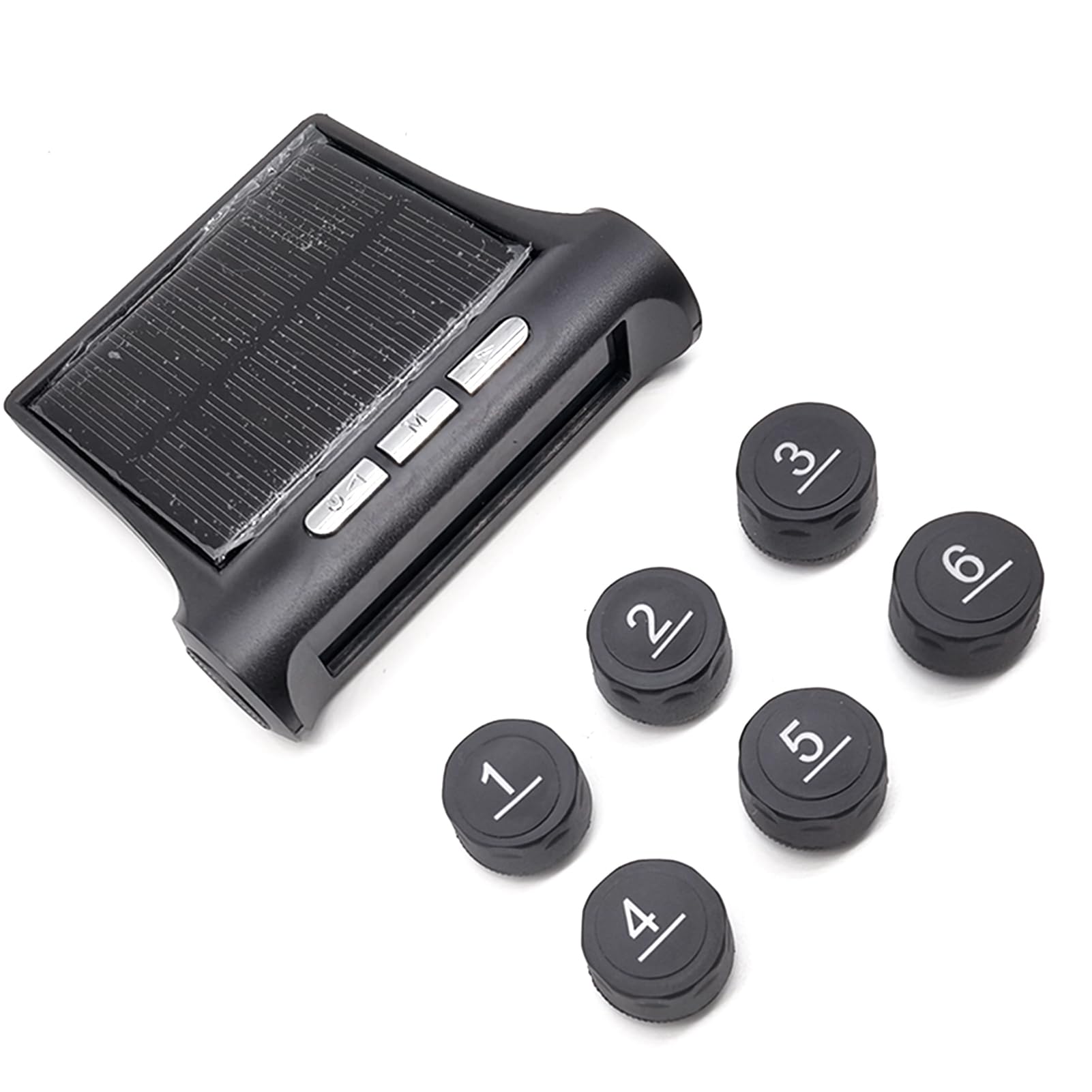 Shkalacar Presion Neumaticos Caravana, Sistema de Control de Presión de Neumáticos Tpms Carga de 6 Ruedas con Energía Solar para Camiones, Vehículos Recreativos, Autobuses