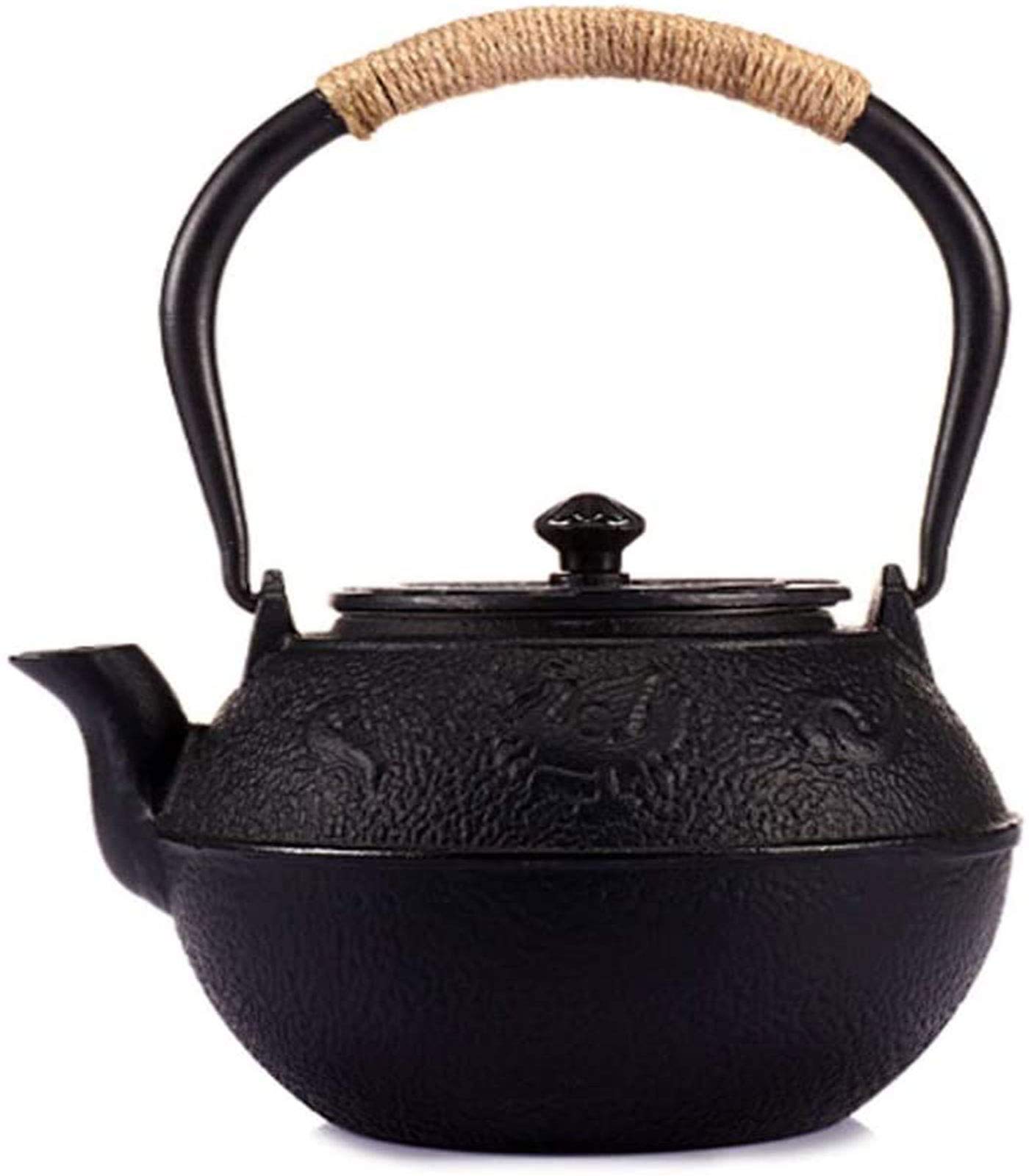 MGEMJMJ Japanese Tea Kettle Tea Pot, Cast Iron Retro Tea Kettle, Small Heat Resistant Tea Infuser For Office Home Party, 1.2 Litre