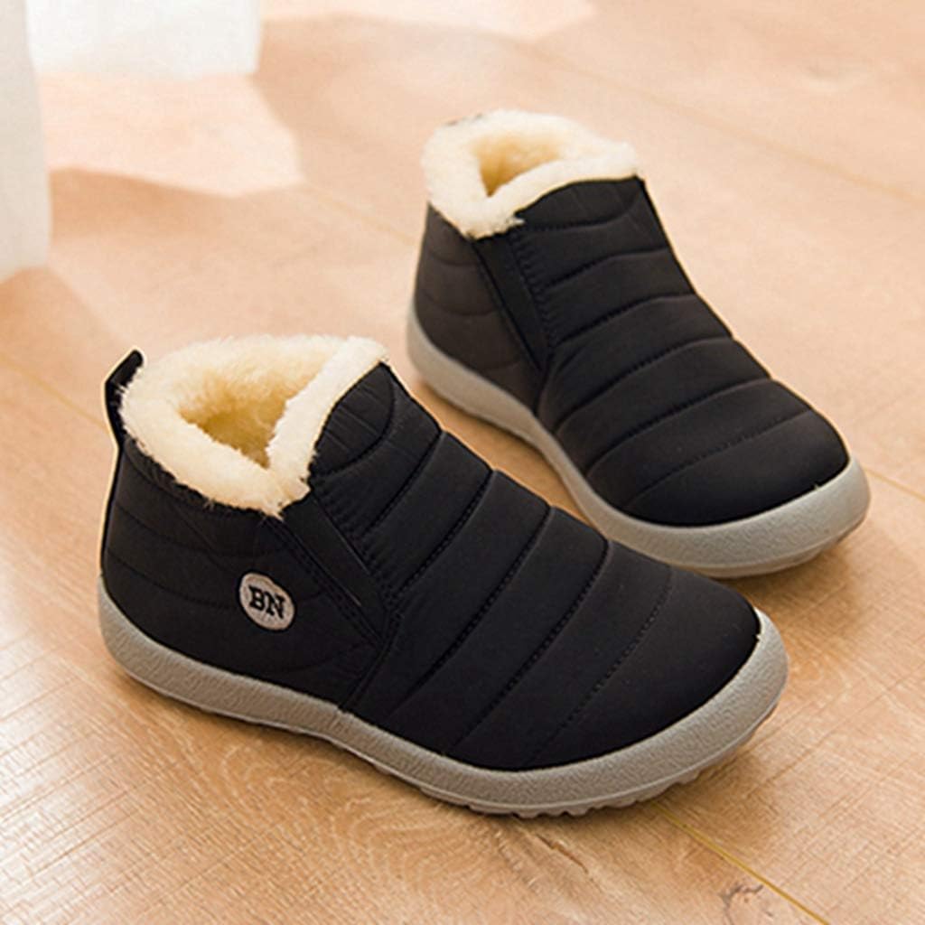 MIOKE Women's Waterproof Snow Ankle Booties Lightweight Slip On Winter Fur Outdoor Rain Snow Short Boots