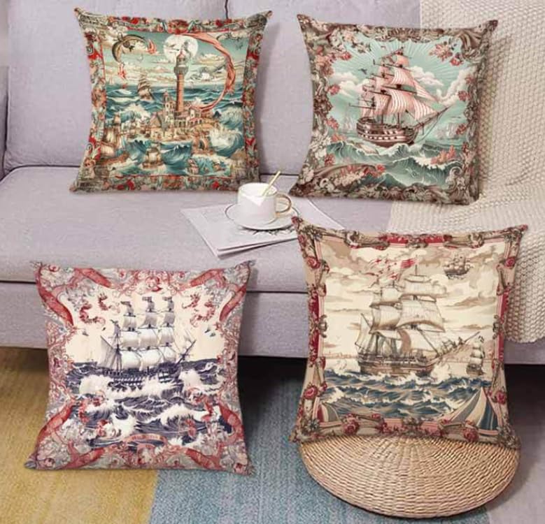 BAOKU Home Furnishings Boho Decorative Cushion Covers,18x18 Inch Throw Pillow Covers Soft Pillowcases for Sofa Bed Home Garden Patio Decor Set of 4 - Image 3