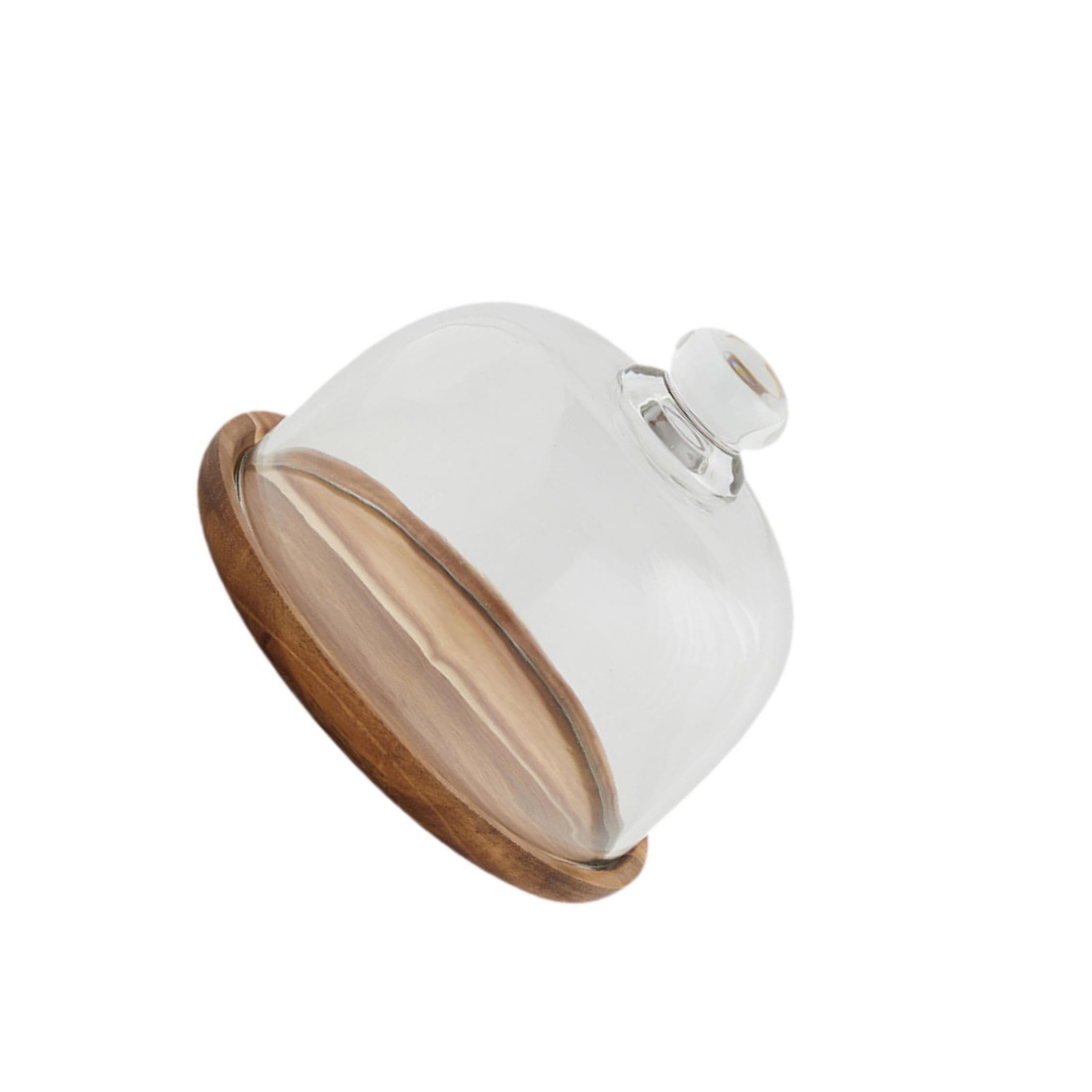 POXZSFX Refreshing Cake Plate Holder With Glass Cover Serving Plate Efficiently Displays Recipes Elegant Wood Cake Stand With Dome Display Holder Cheese Dome