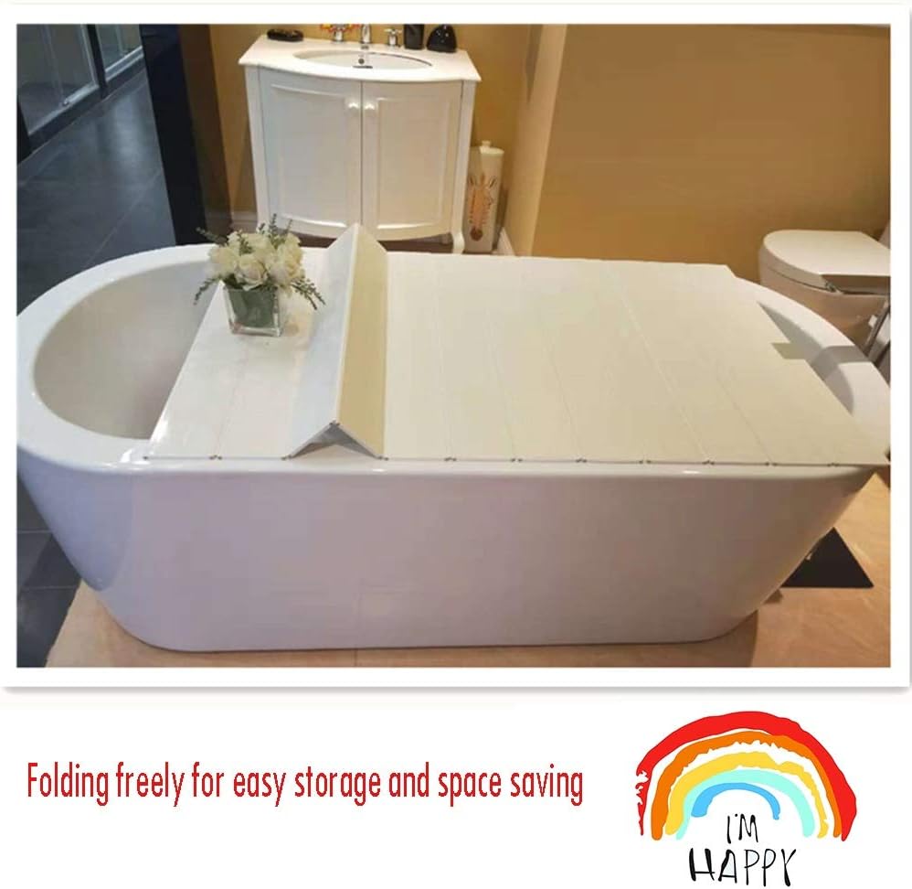 Bathtub Cover Bathtub Insulation Board Dust-Proof Cover Folding Bathroom Trays Bubble Baths Accessory Comfort Simple 23 Sizes (Color : White Size : 75cmx143cmx0.6cm) (White 75cmx165cmx0.6cm) image 2