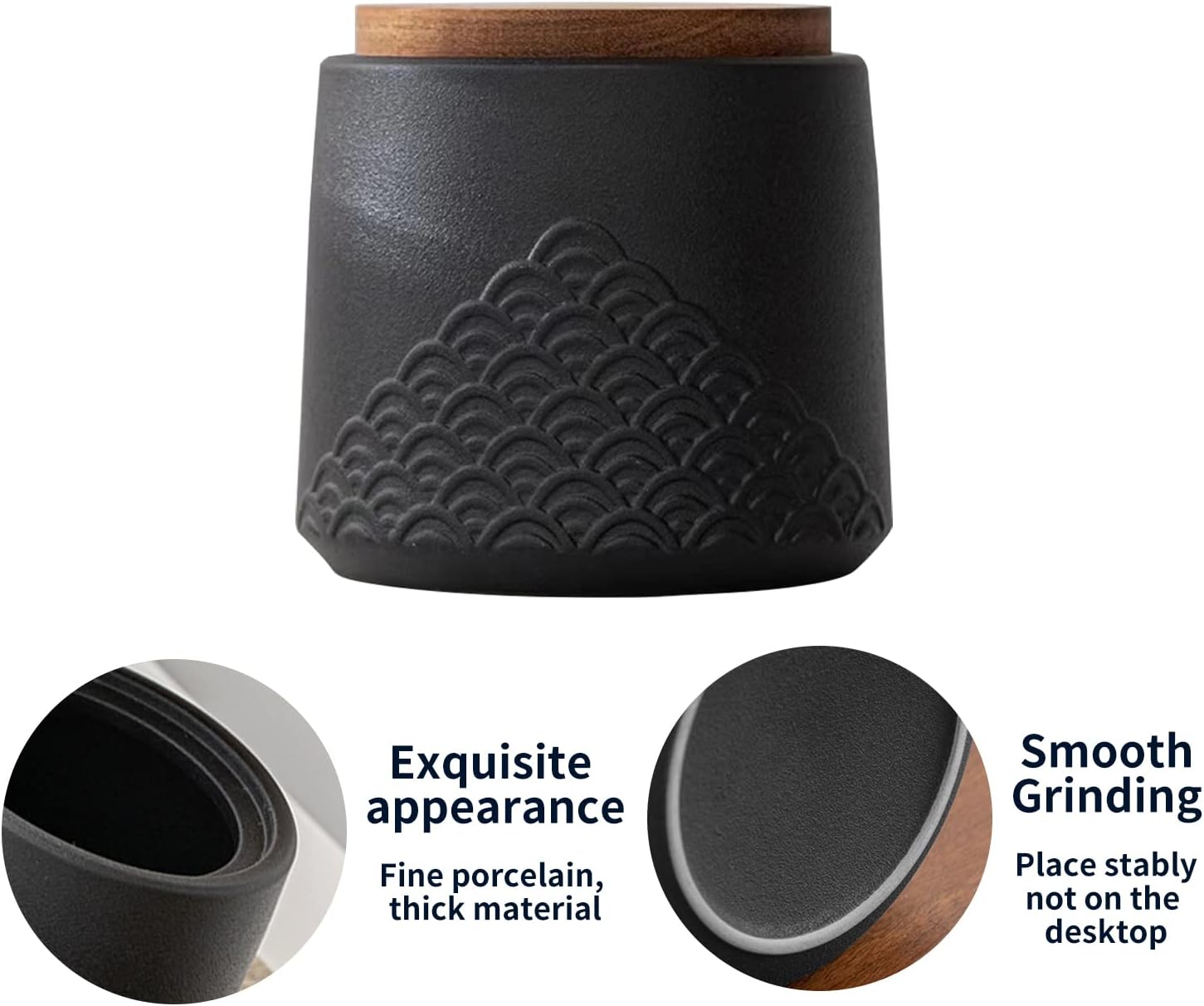 NSOnline Black Small Urn Ashes Keepsake Ceramic 4.3 in high 30 Cubic inches | 30lb Decorative Memorial buried Urns, non-traditional Sharing Sea Wave Small ashes Keepsake for Human /Pet Funeral- Qnty 1