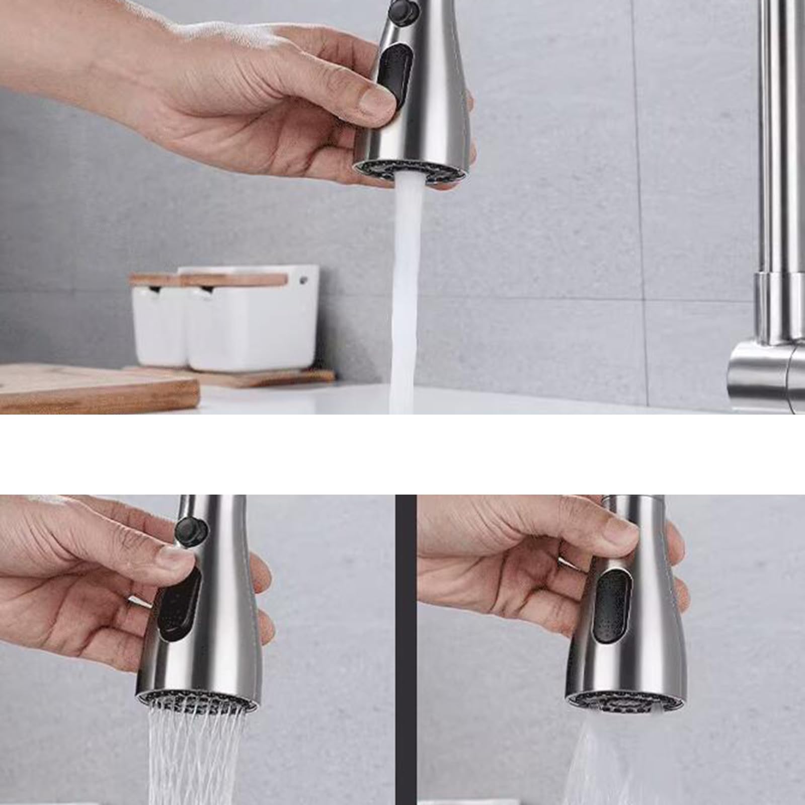 Grifo De Cocina Abatible 60mm Cromado Caño Negro Giratorio 360° Con