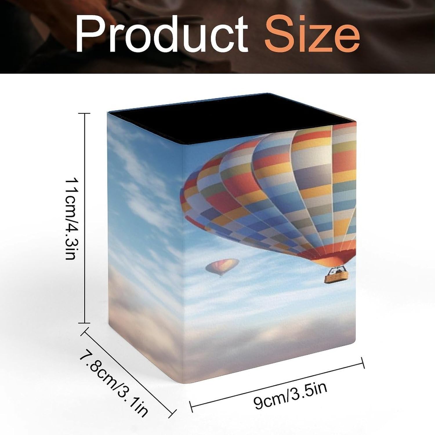 Hot Air Balloon Square Pen Holder Desk Organizer for Office Home image 2