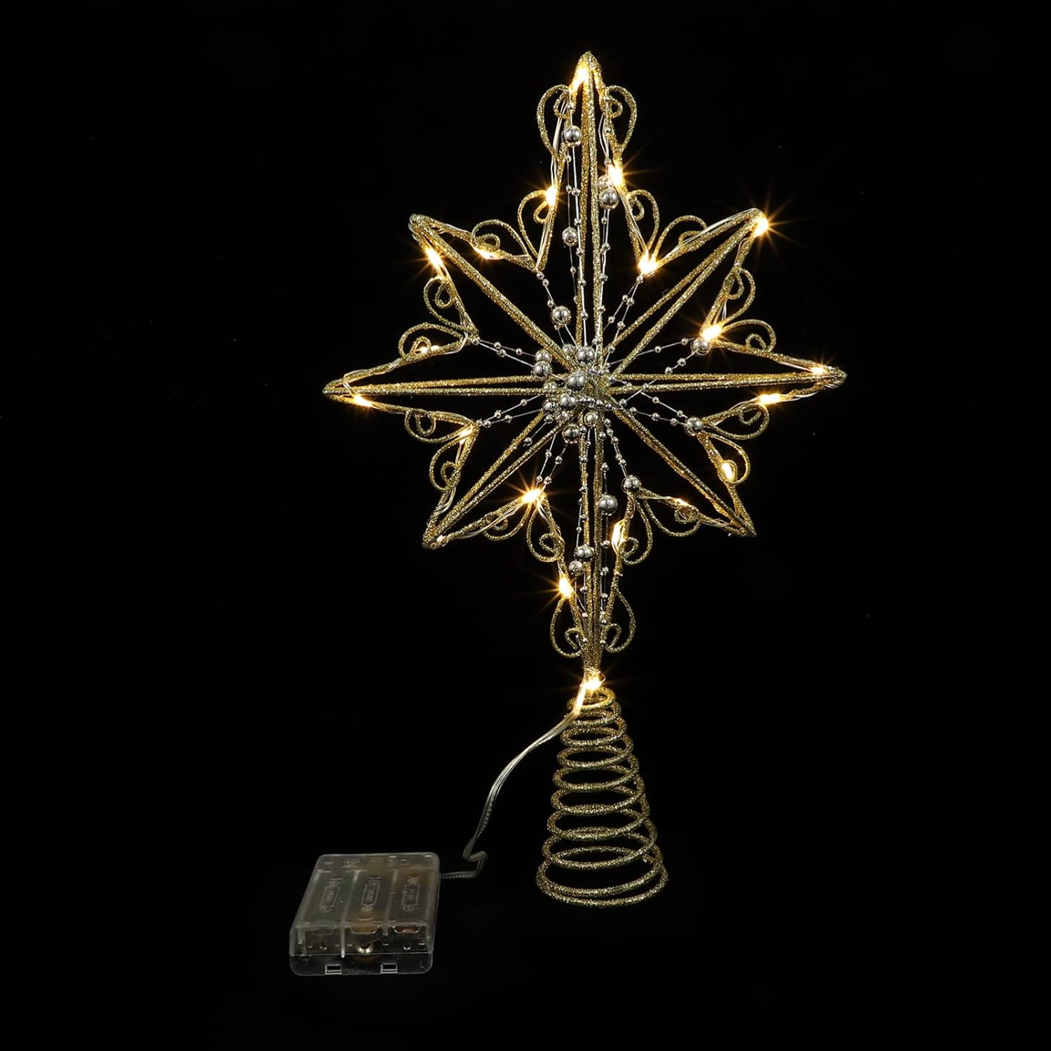 Popetpop クリスマスツリー トップスター ツリー星 オーナメントスター キラキラ クリスマス 飾り かわいい おしゃれ 幸運星 ツリーライト 屋外 デコレーション 電池式 22a W新作送料無料