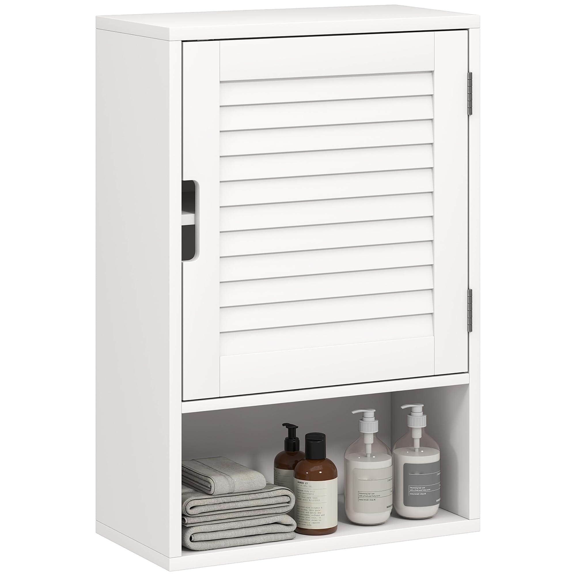 HOMCOM Bathroom Cabinet, Wall Mounted Storage Cabinet with Adjustable Shelves, Toilet Storage Cupboard for Bathroom, Living Room, 40 x 20 x 60 cm, White