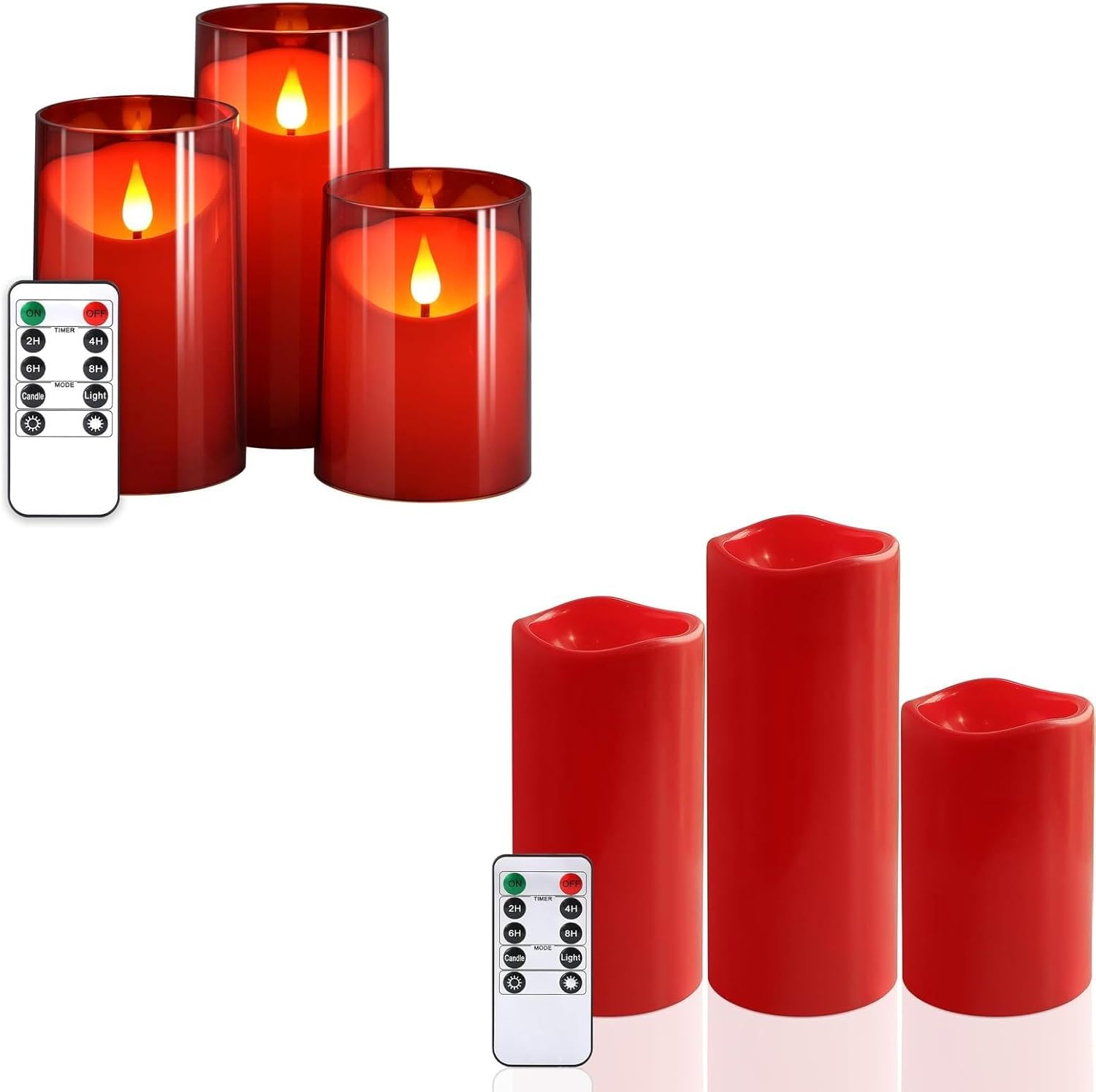 NURADA Flameless Candles with Remote Timer: 3D Wick Battery Operated Led Pillar Candle Fake Candles Set for Wedding Birthday Halloween Christmas Decorations - 6 Pack