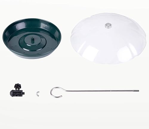 Miniatura 7 de Kingsyard Comedero para pájaros de plataforma ajustable para colgar al aire libre, bandeja de metal con cúpula superior, atrae a los pájaros azules,