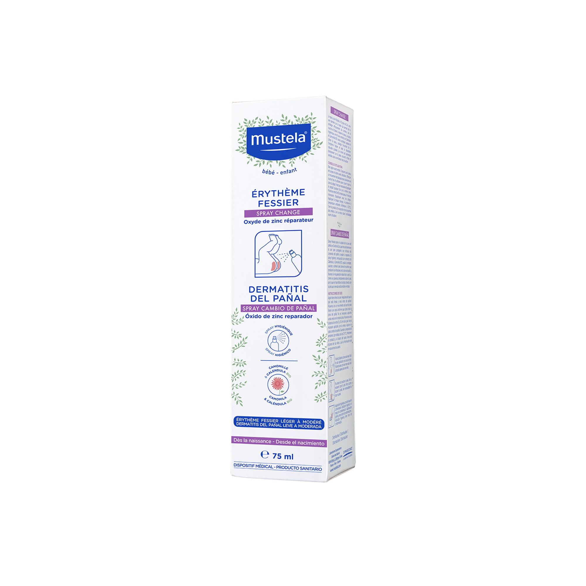 Mustela Spray Cambio Pannolino Ossido di Zinco 75ml per Eritema Neonati