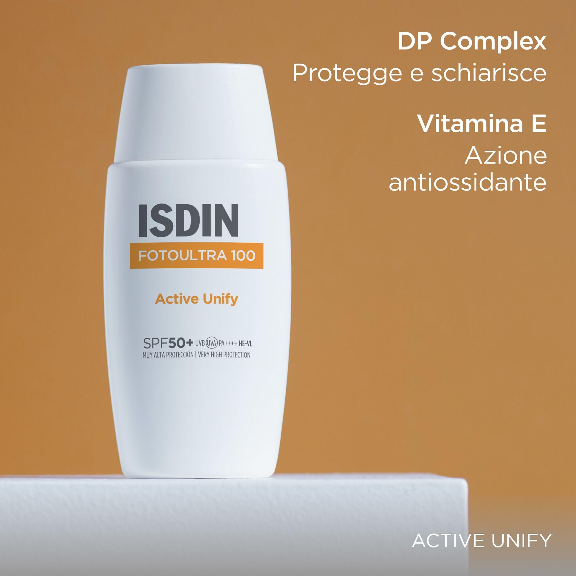 ISDIN FotoUltra100 Active Unify SPF 50+ (50ml) | Crema Solare Viso con Triplice Azione Depigmentante | Schiarisce e Uniforma l'Incarnato | Uso Quotidiano