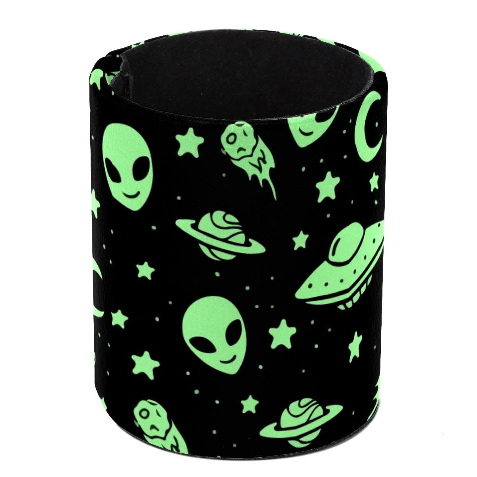 Porte-stylos de grande capacité vert Alien Moon en cuir synthétique pour bureau