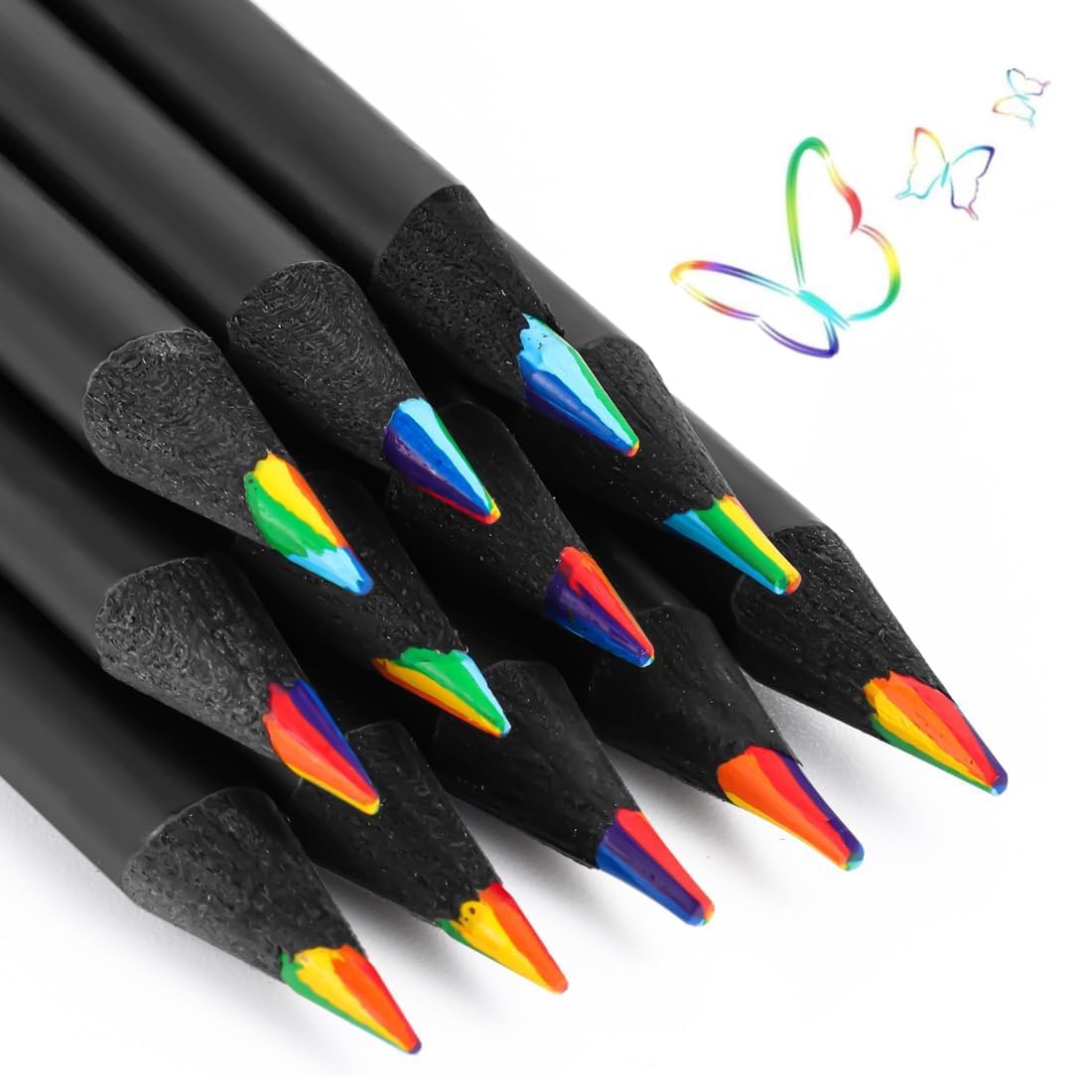 12 Piezas de Lápices de Colores,Lápices de Colores de Arcoiris para Niños,lápices de colores borrables + rotuladores
