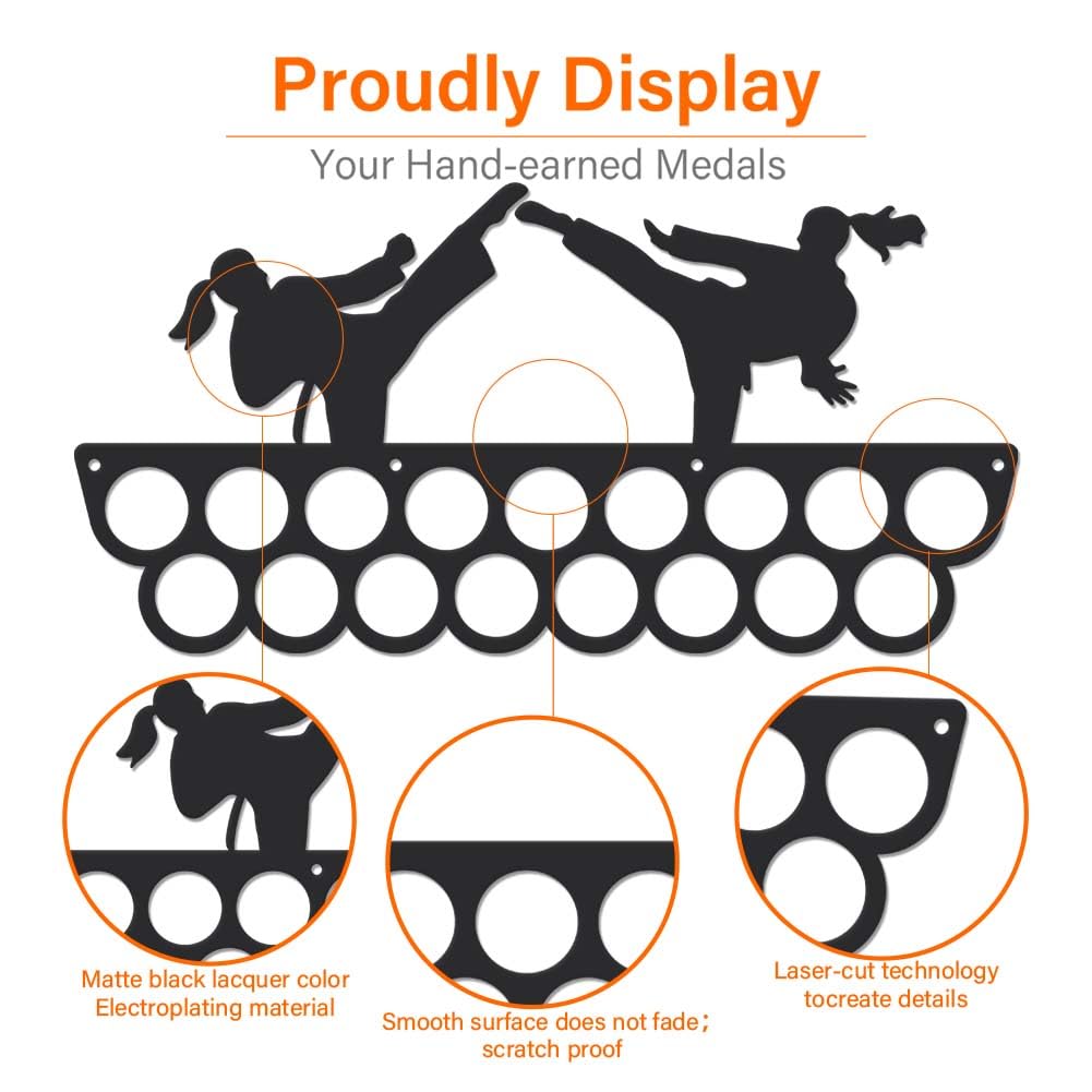Porte-Médailles Karaté SUPERDANT - Support Mural Fer 40x15cm Avec Texte KARATE
