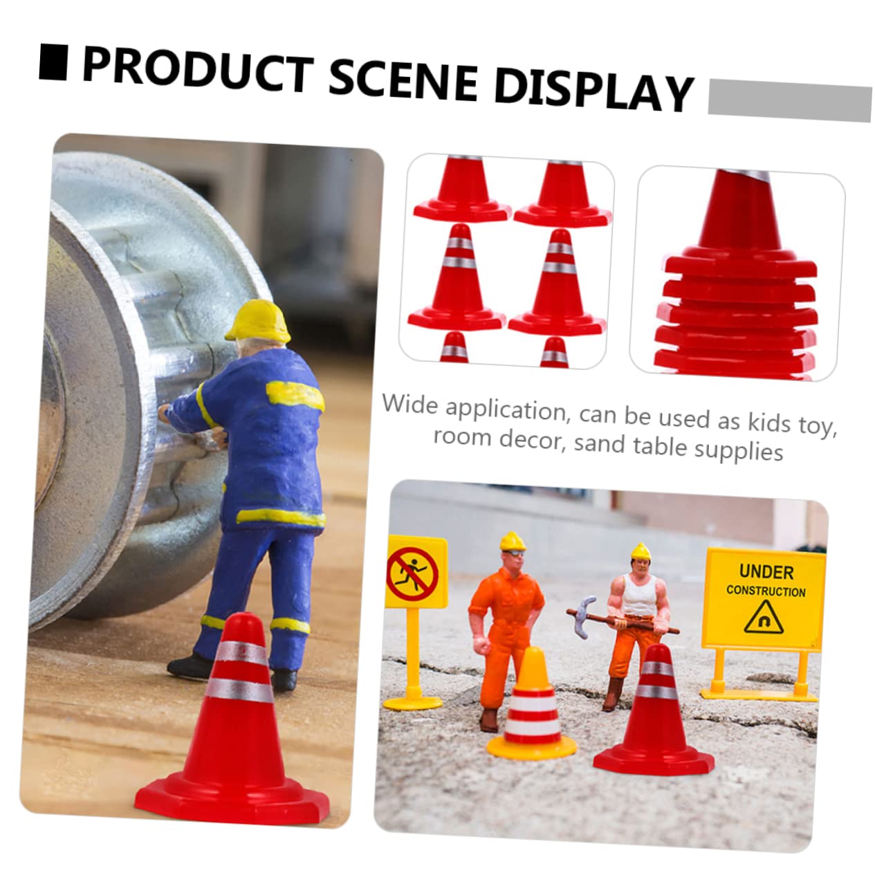 NAMOARLY 60pcs Traffic Road Cones Set Miniature Safety Cones for Roadblock Simulation for Educational Family Games