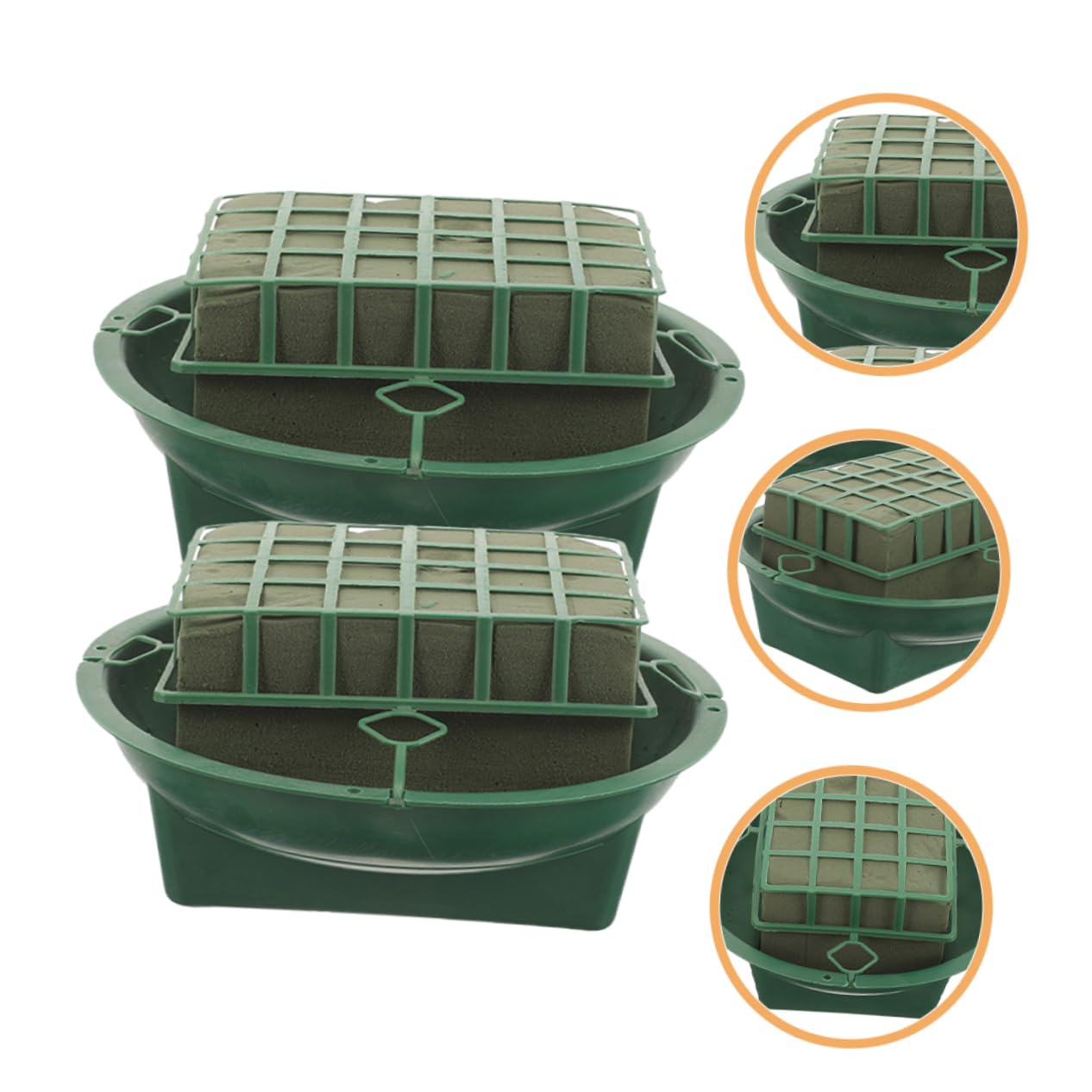 Housoutil Floral Foam Cages Bowl 2pcs Set Easy DIY Flower Arrangement Mud Holder for Home Shop