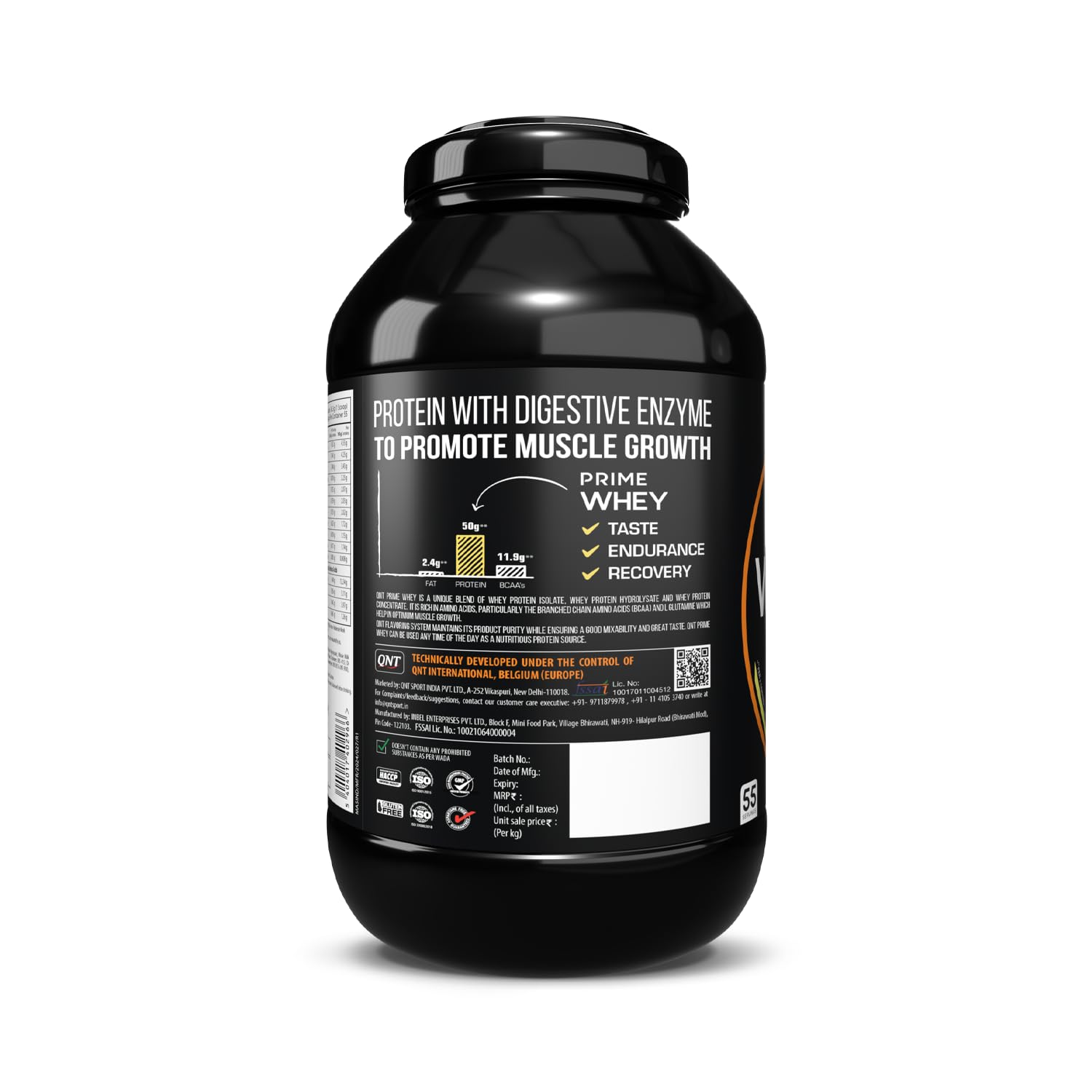 QNT Prime Whey Protein Powder | Kesar Kaju Pista, 2 Kg | Triple Blend of Whey Isolate, Concentrate & Hydrolysate | 25g Protein, 5.9g BCAA per Scoop | Best Whey Protein Powder for Men & Women — Amazon image 2