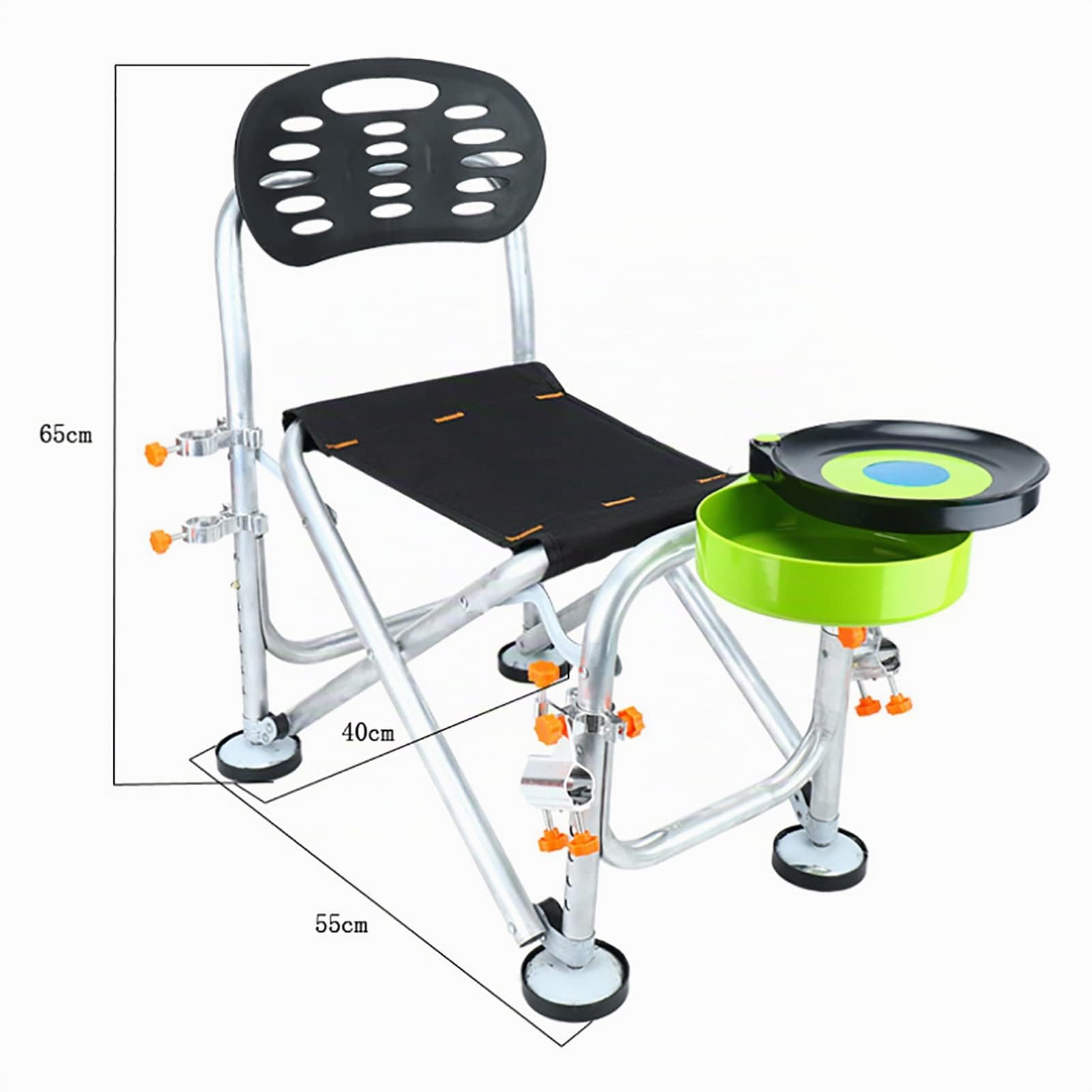 Sedia da Pesca Pieghevole in Altezza con Forte Disco Magnetico, Schienale Confortevole in Tessuto Resistente per la Pesca All'aperto (Versione base)