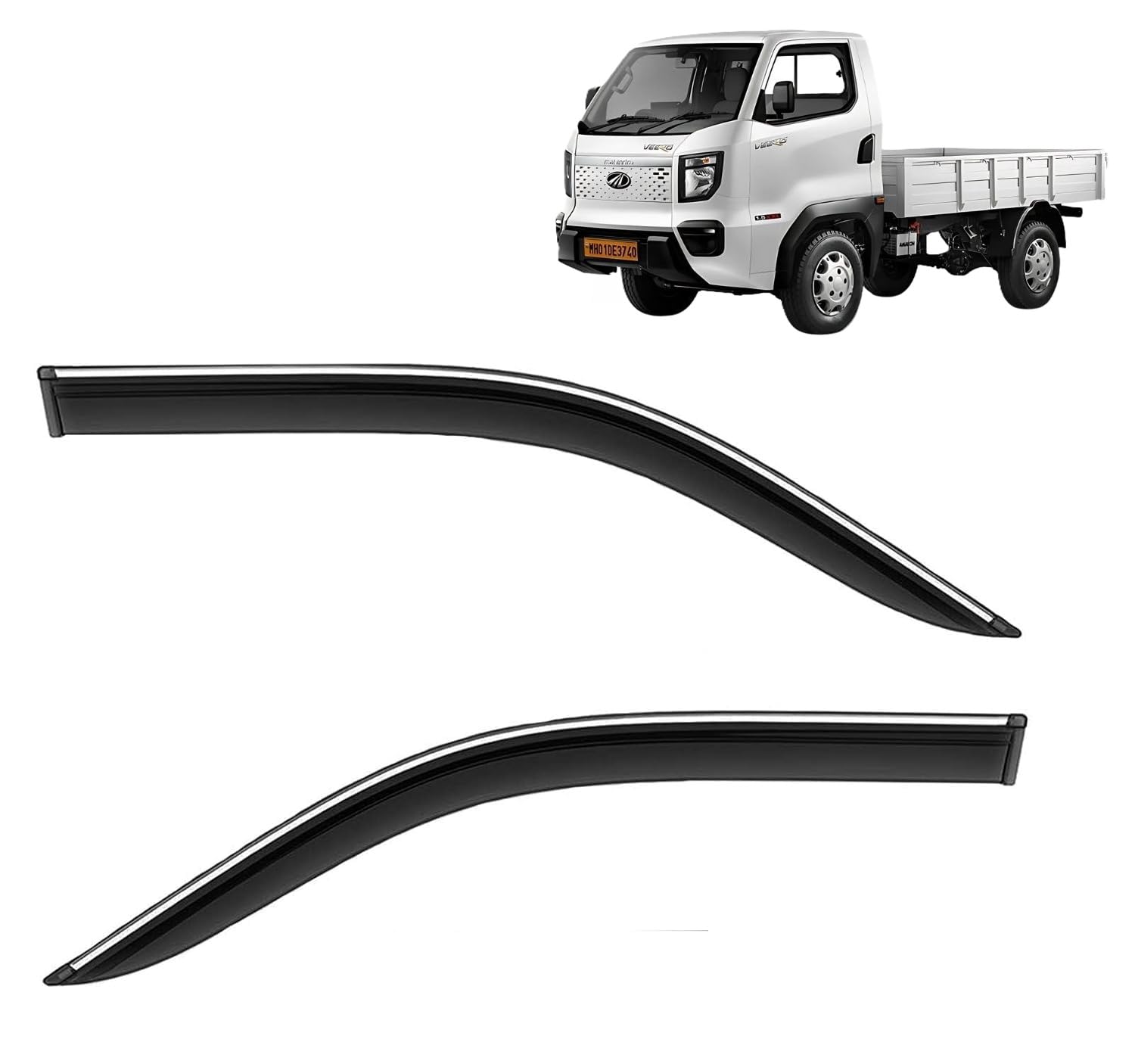 Verro Side Door Visor Car Rain Guard for Mahindra Verro 2024 to 2025 Year Onwards All Model - Chrome Lined Rear Window Wind Deflectors, Smoke, Set of 2 Pcs-image-40