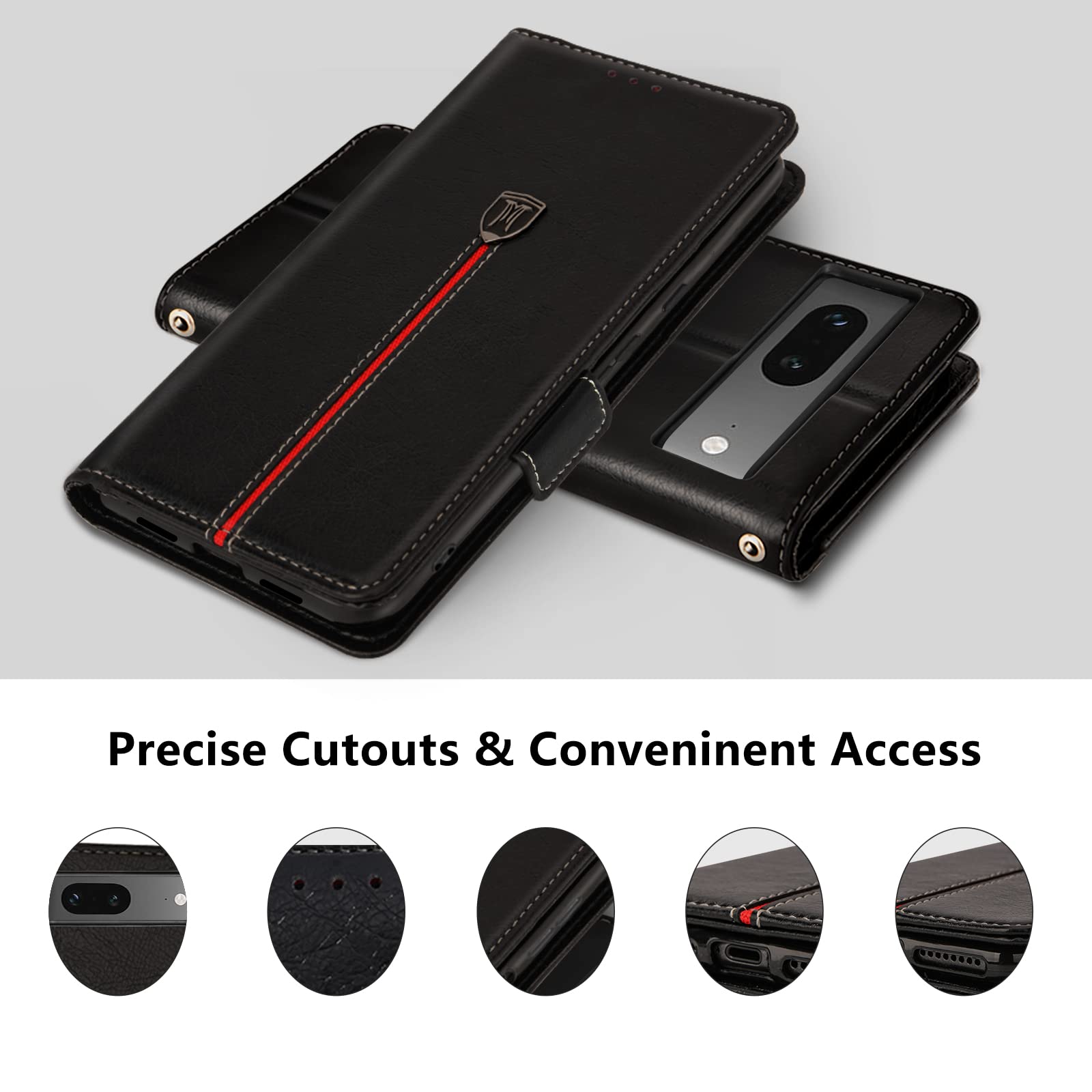 Custodia Flip Con Porta Carte Custodia Per Google Pixel 8 Pro, Custodia A Portafoglio In Pelle Cover Protettiva Elegante