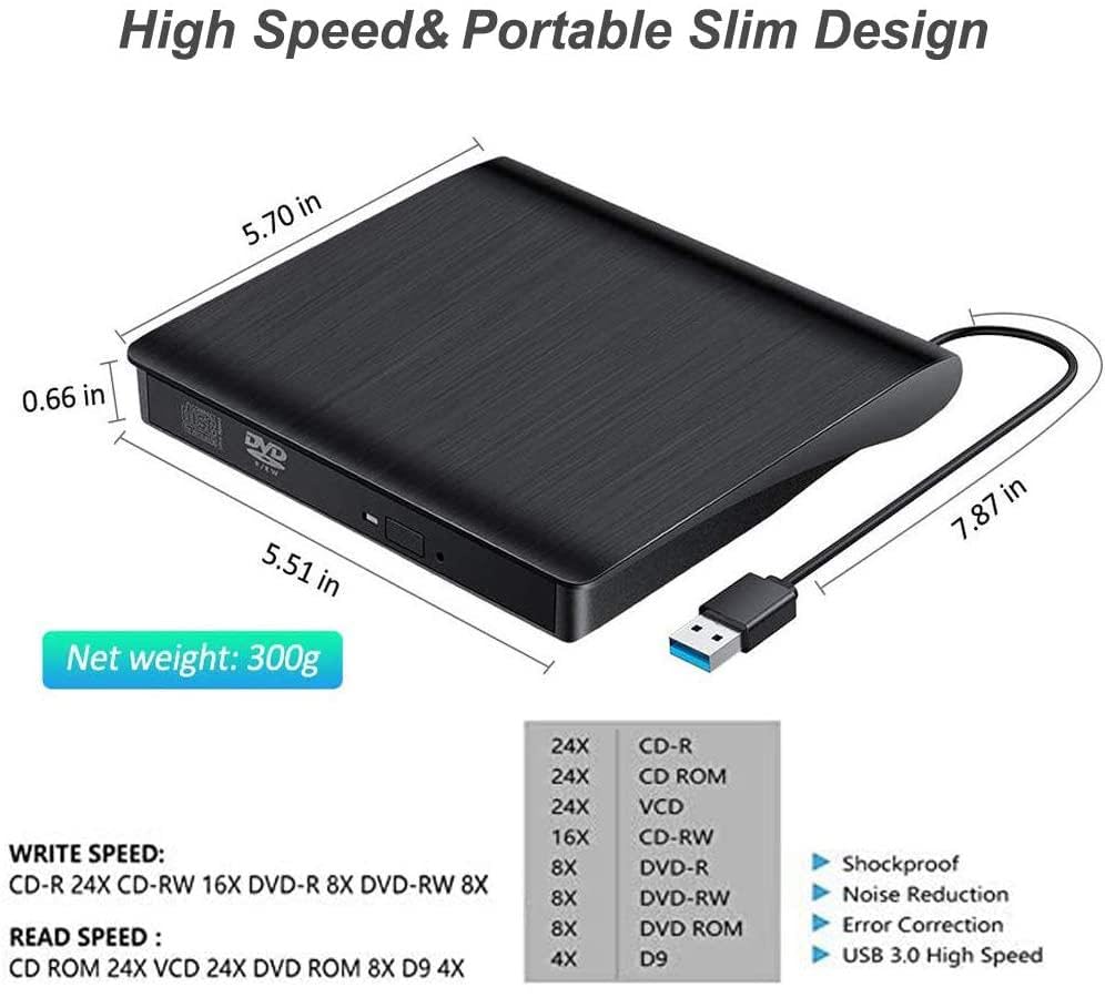 Unidad externa USB3.0 CD DVD portátil delgada miniatura 4