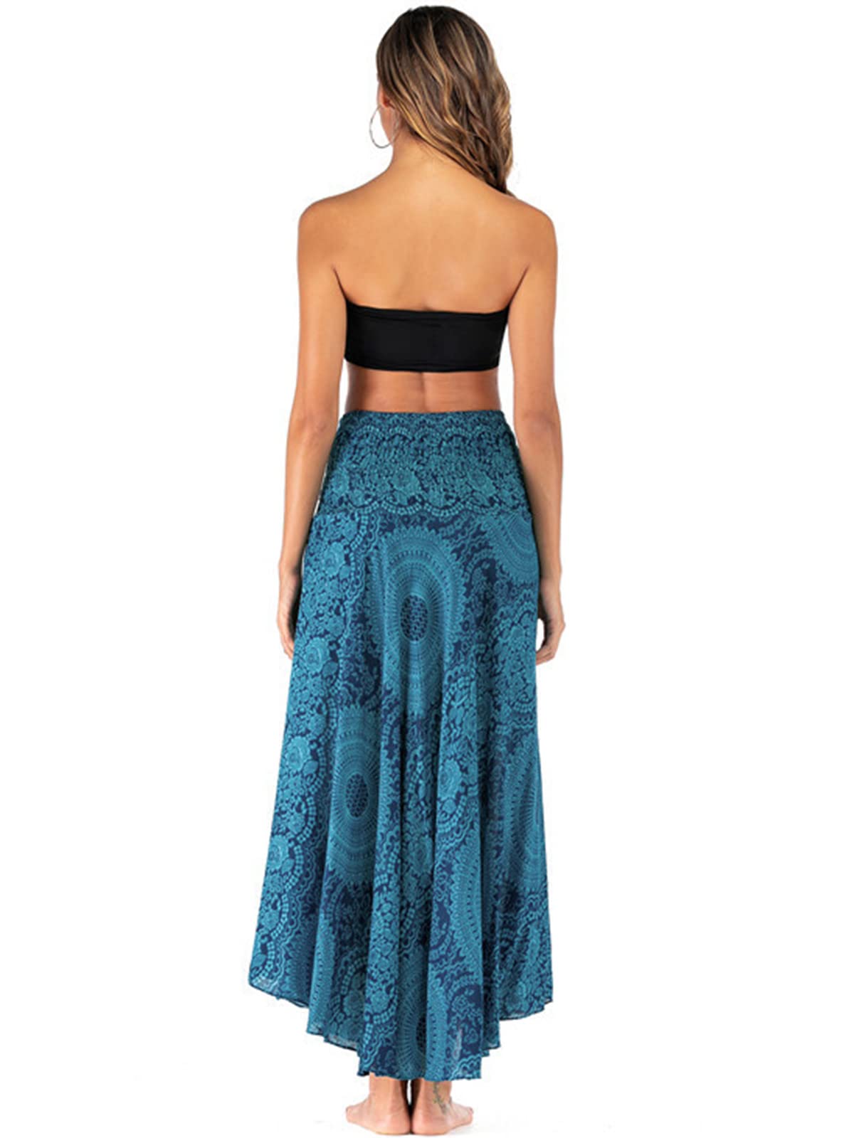 Adigaber 2 en 1 Jupon Femme Long Taille Haute Longue Maxi Jupe Bohême Tour de Taille Elastique Jupe Maxi Décontractée Vacances L'été Plage