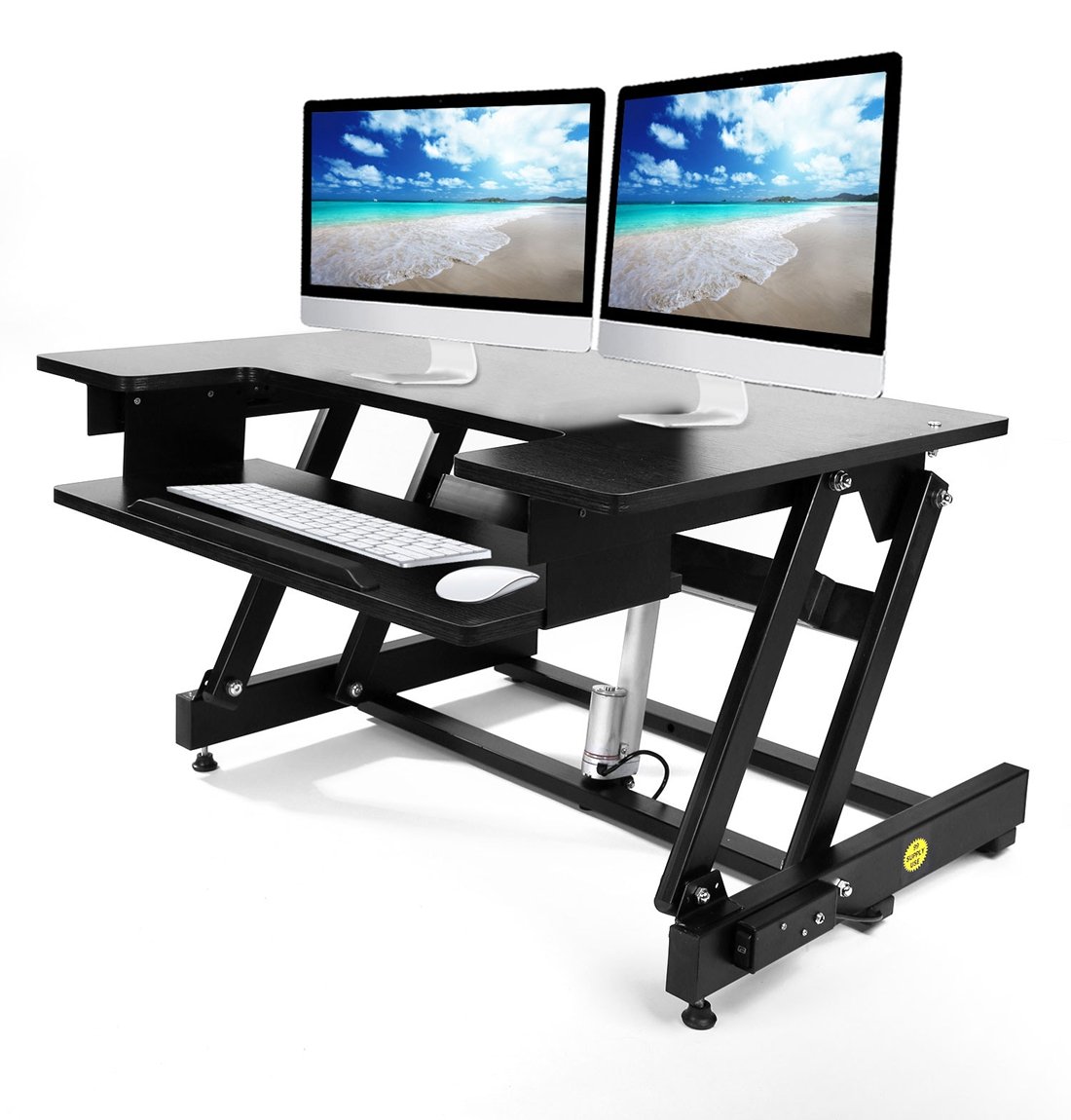 Electric Standing Desk– Electric Height Adjustable Desk For Pc And Laptop– Computer Stand For Your Laptop, Monitor, Your Desktop or Portable Pc With Separate Keyboard & Mouse Stand – Black