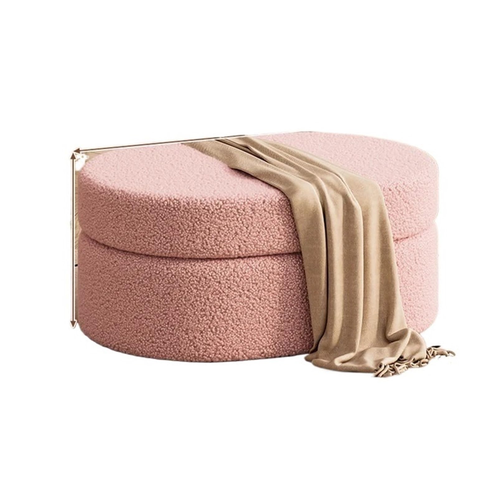 Repose-pieds en cachemire d'agneau rose 60x40x30cm pour salon